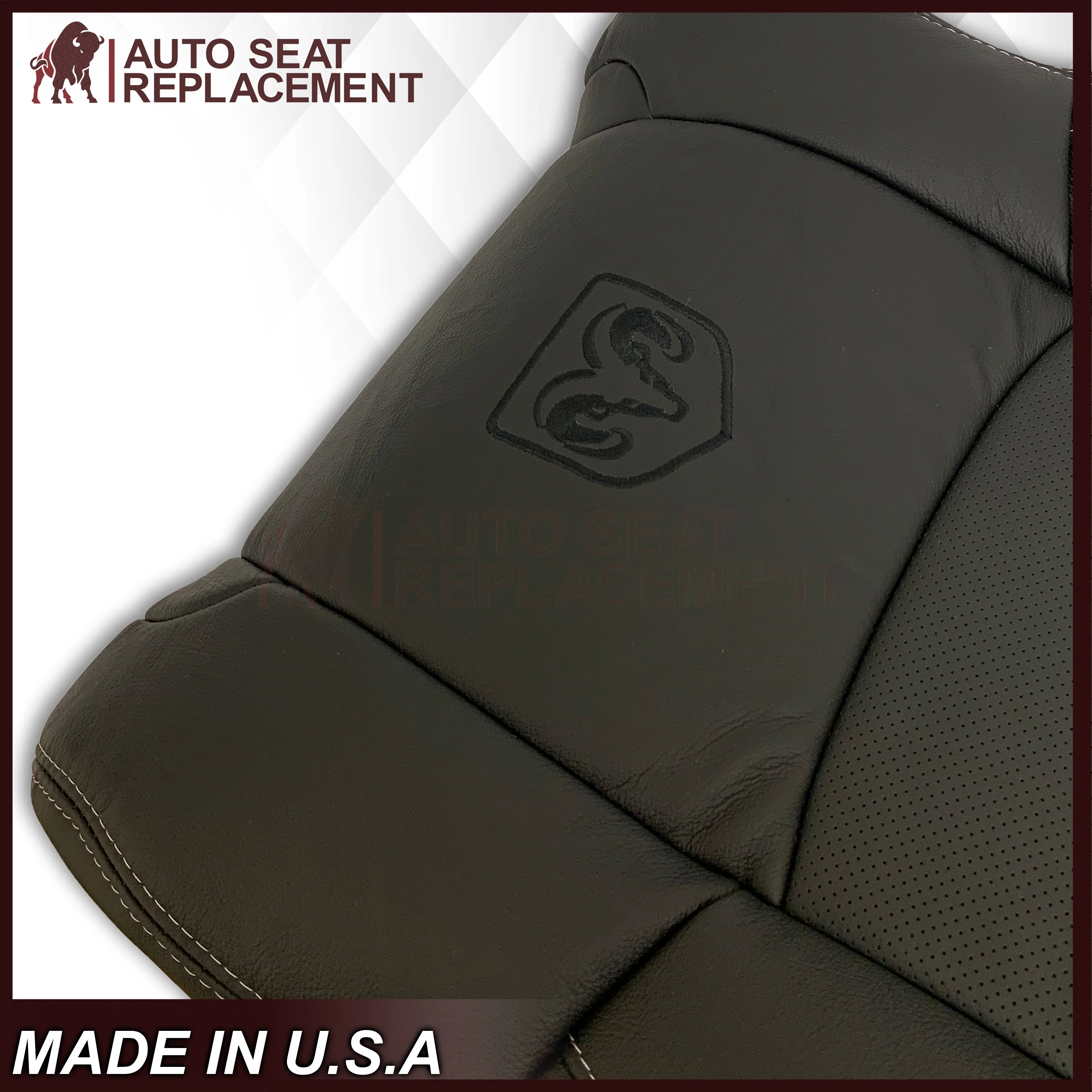 2009 - 2012 Dodge Ram 1500 2500 3500 Laramie Bottom Or Top Replacement Seat Cover in Dark Slate (Dark Gray) With Perforated Inserts - Image 26