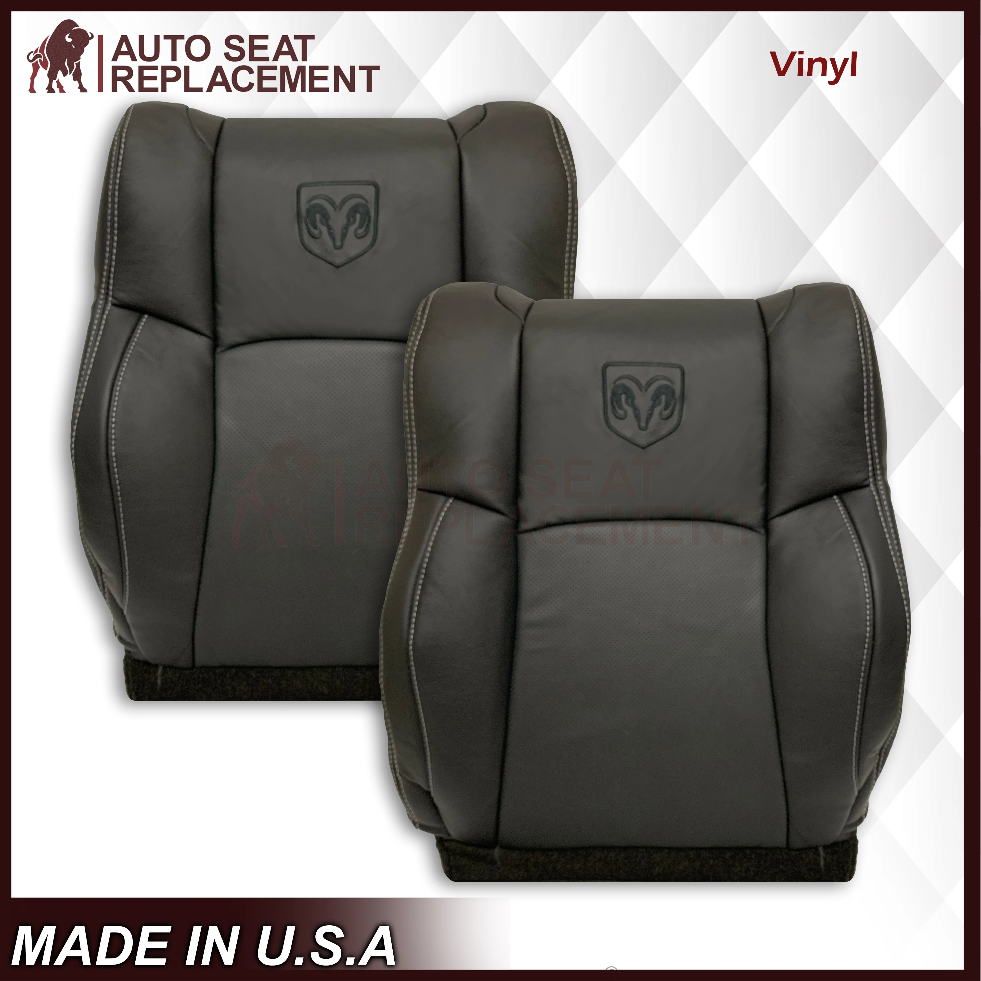 2009 - 2012 Dodge Ram 1500 2500 3500 Laramie Bottom Or Top Replacement Seat Cover in Dark Slate (Dark Gray) With Perforated Inserts - Image 29