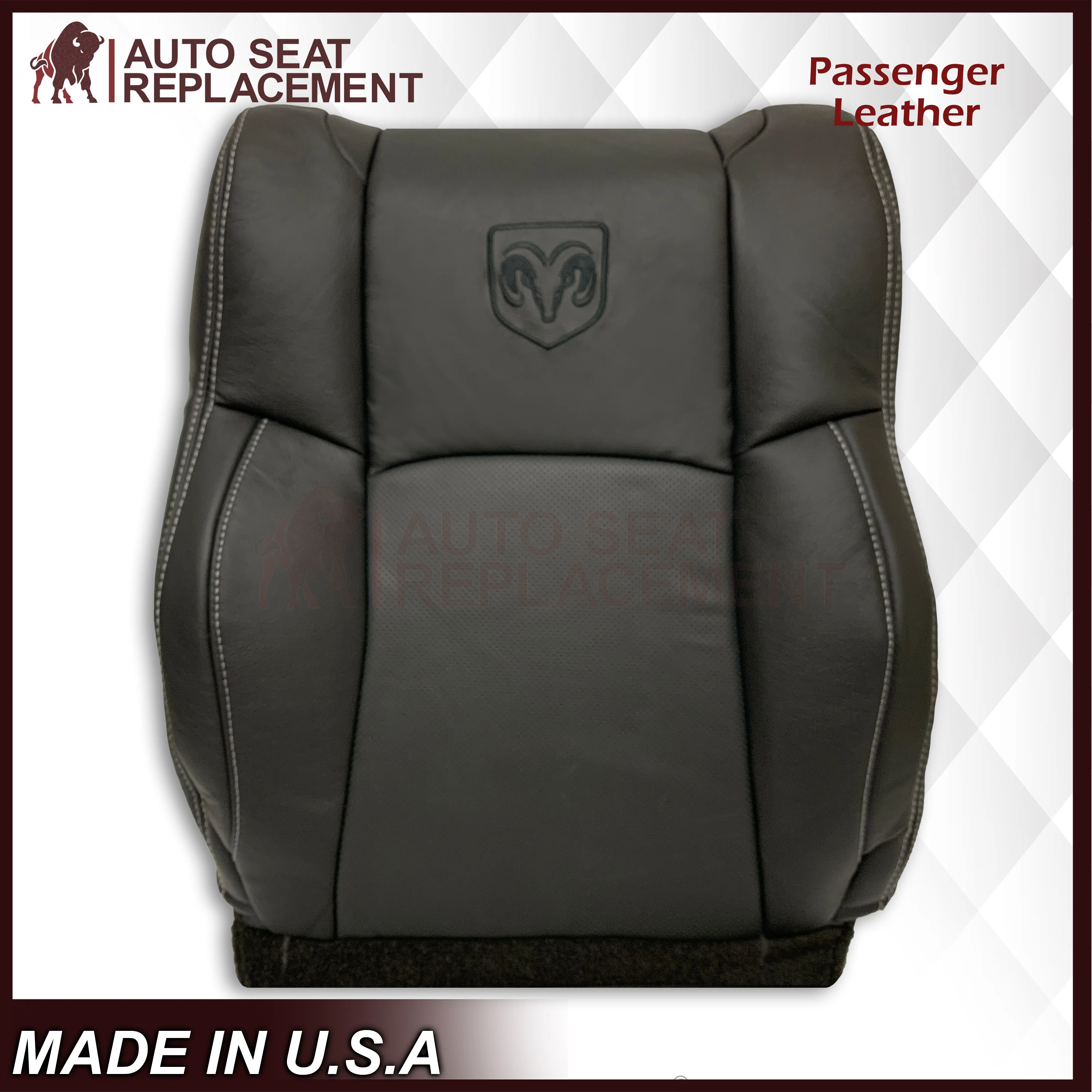 2009 - 2012 Dodge Ram 1500 2500 3500 Laramie Bottom Or Top Replacement Seat Cover in Dark Slate (Dark Gray) With Perforated Inserts - Image 32
