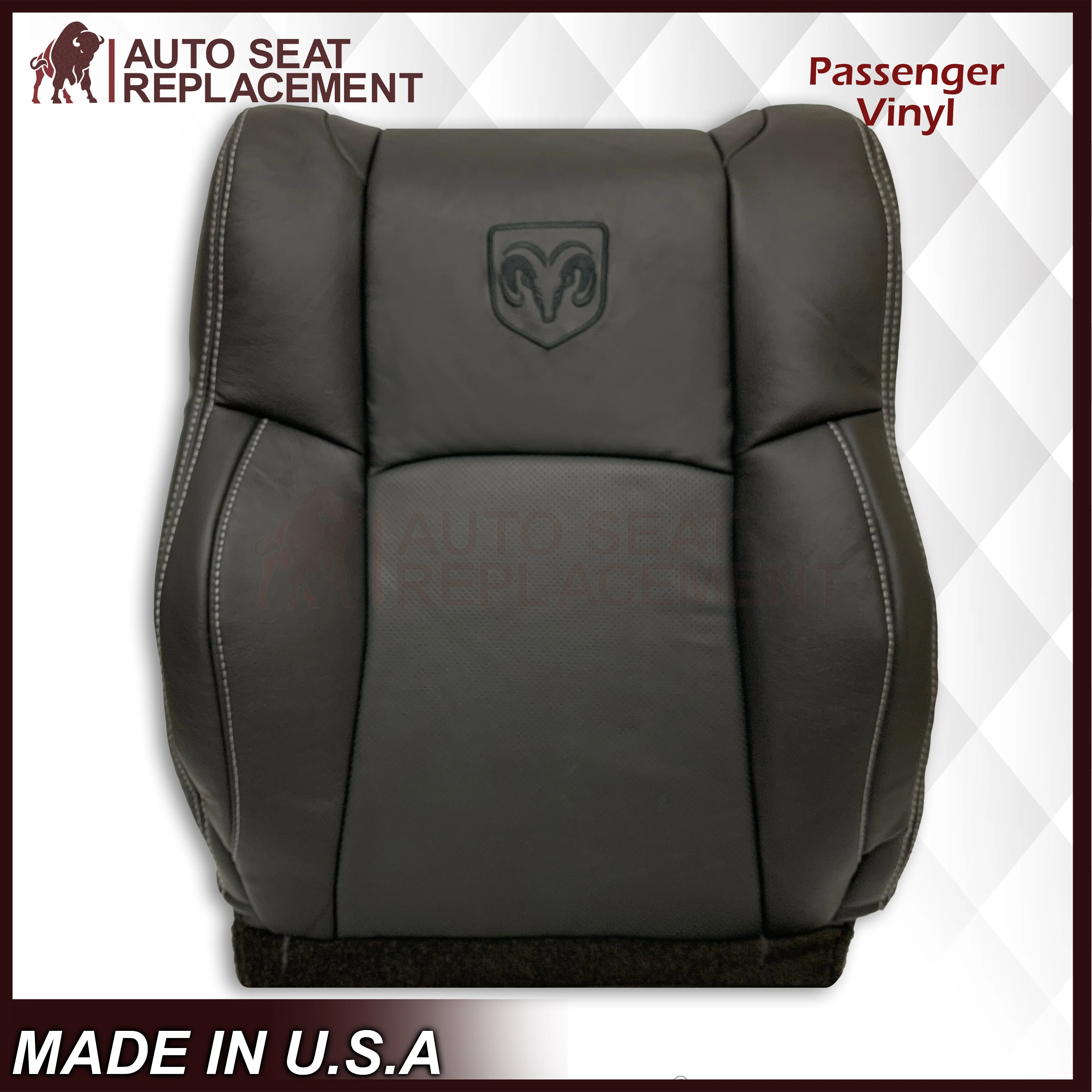 2009 - 2012 Dodge Ram 1500 2500 3500 Laramie Bottom Or Top Replacement Seat Cover in Dark Slate (Dark Gray) With Perforated Inserts - Image 35