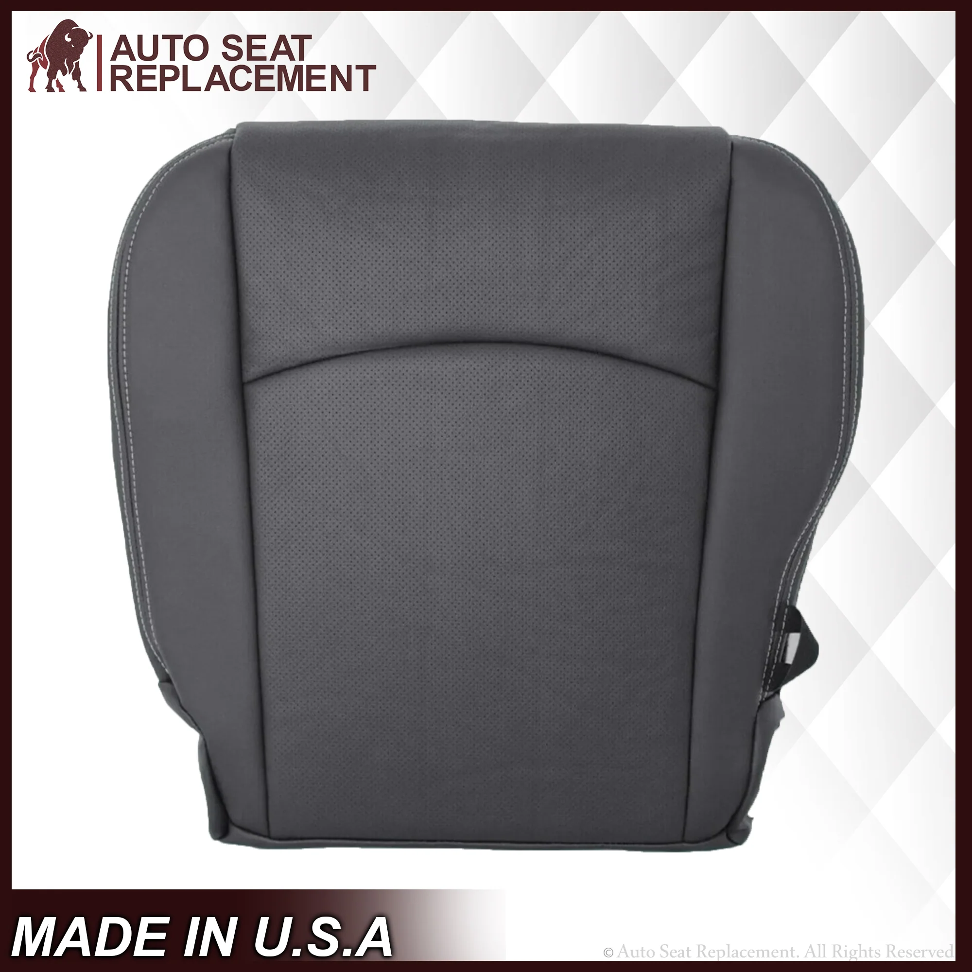 2009 - 2012 Dodge Ram 1500 2500 3500 Laramie Bottom Or Top Replacement Seat Cover in Dark Slate (Dark Gray) With Perforated Inserts - Image 6