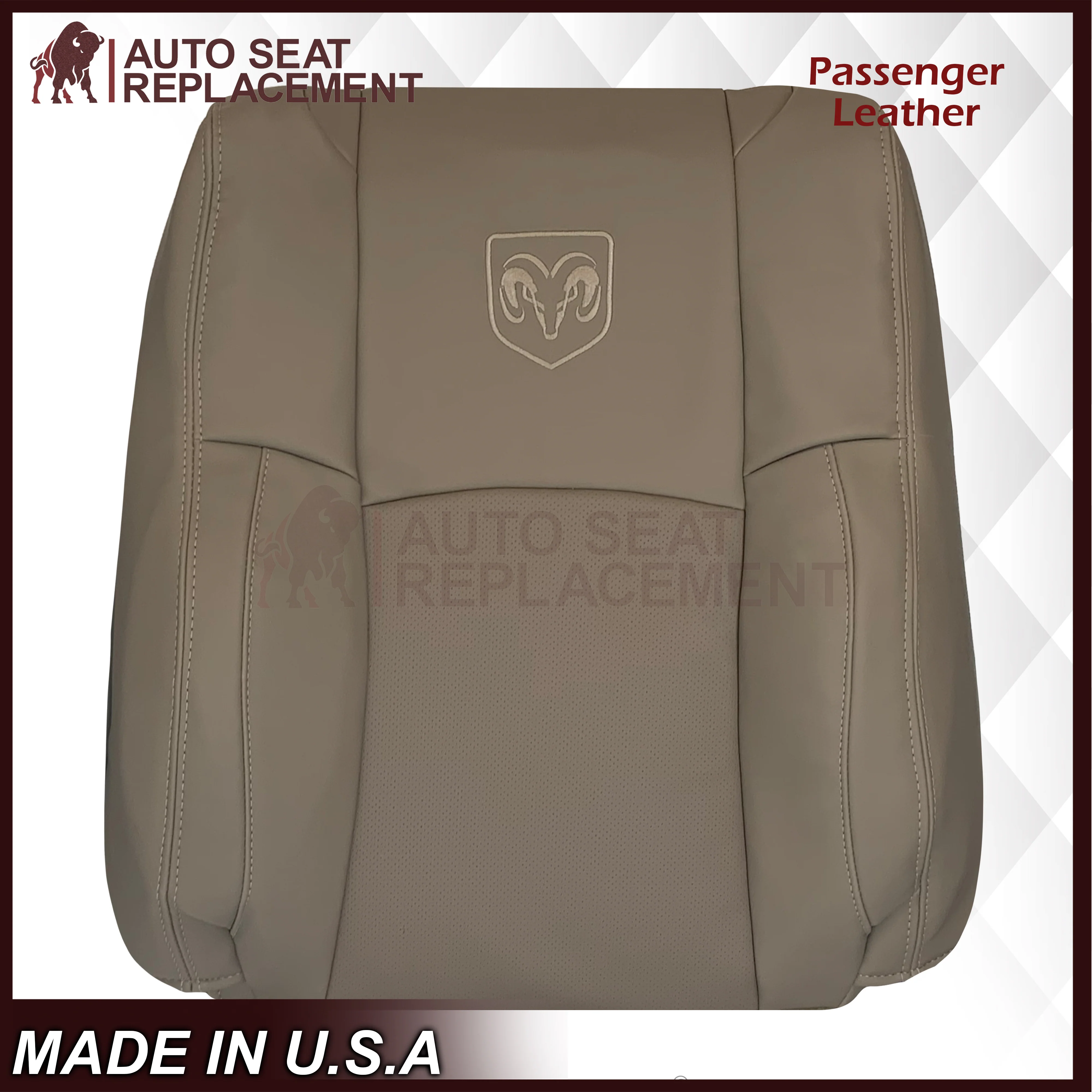 2009 - 2012 Dodge Ram 1500 2500 3500 Laramie Replacement Seat Cover in Light Pebble “Tan" With Perforated Inserts: Choose From Variants - Image 11