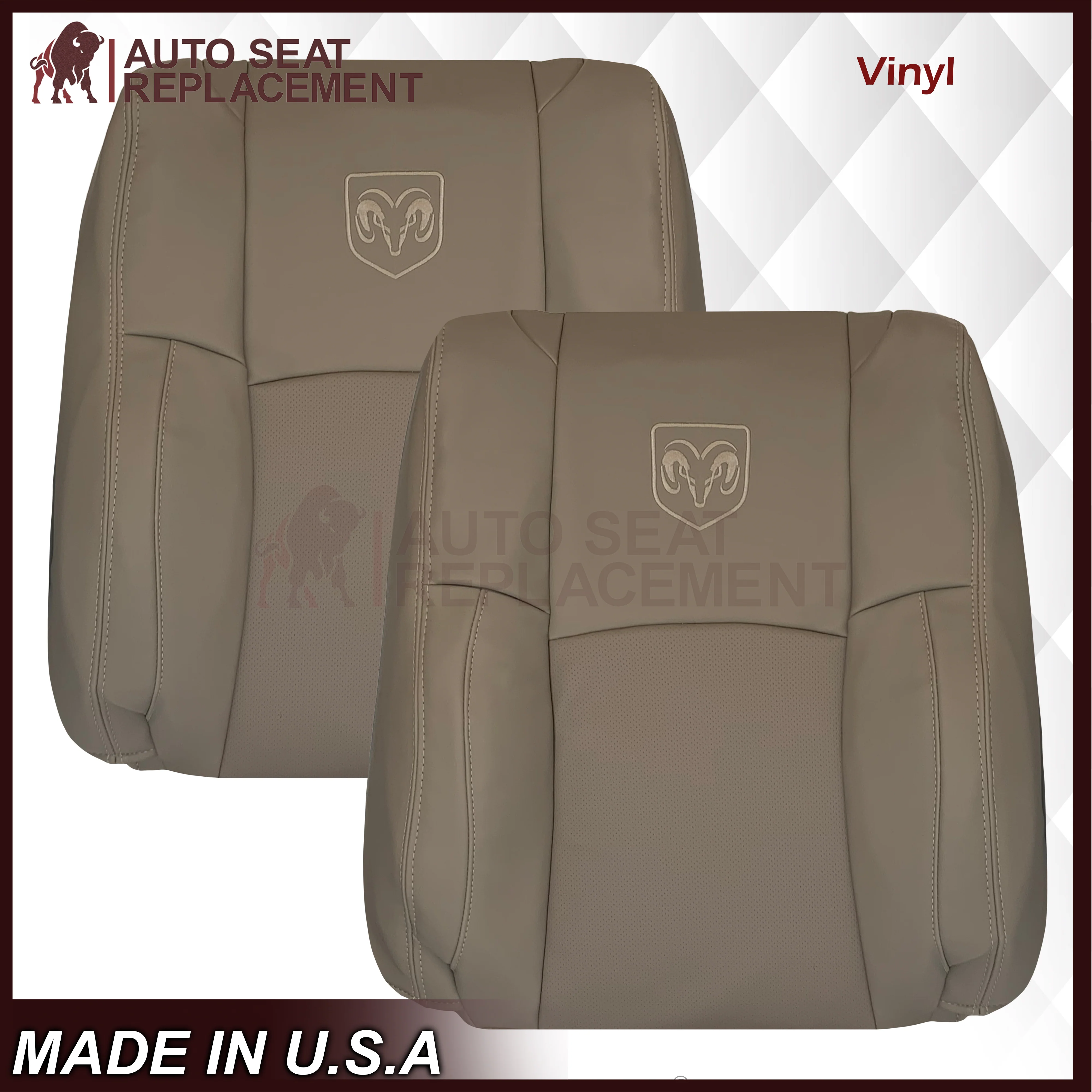 2009 - 2012 Dodge Ram 1500 2500 3500 Laramie Replacement Seat Cover in Light Pebble “Tan" With Perforated Inserts: Choose From Variants - Image 13