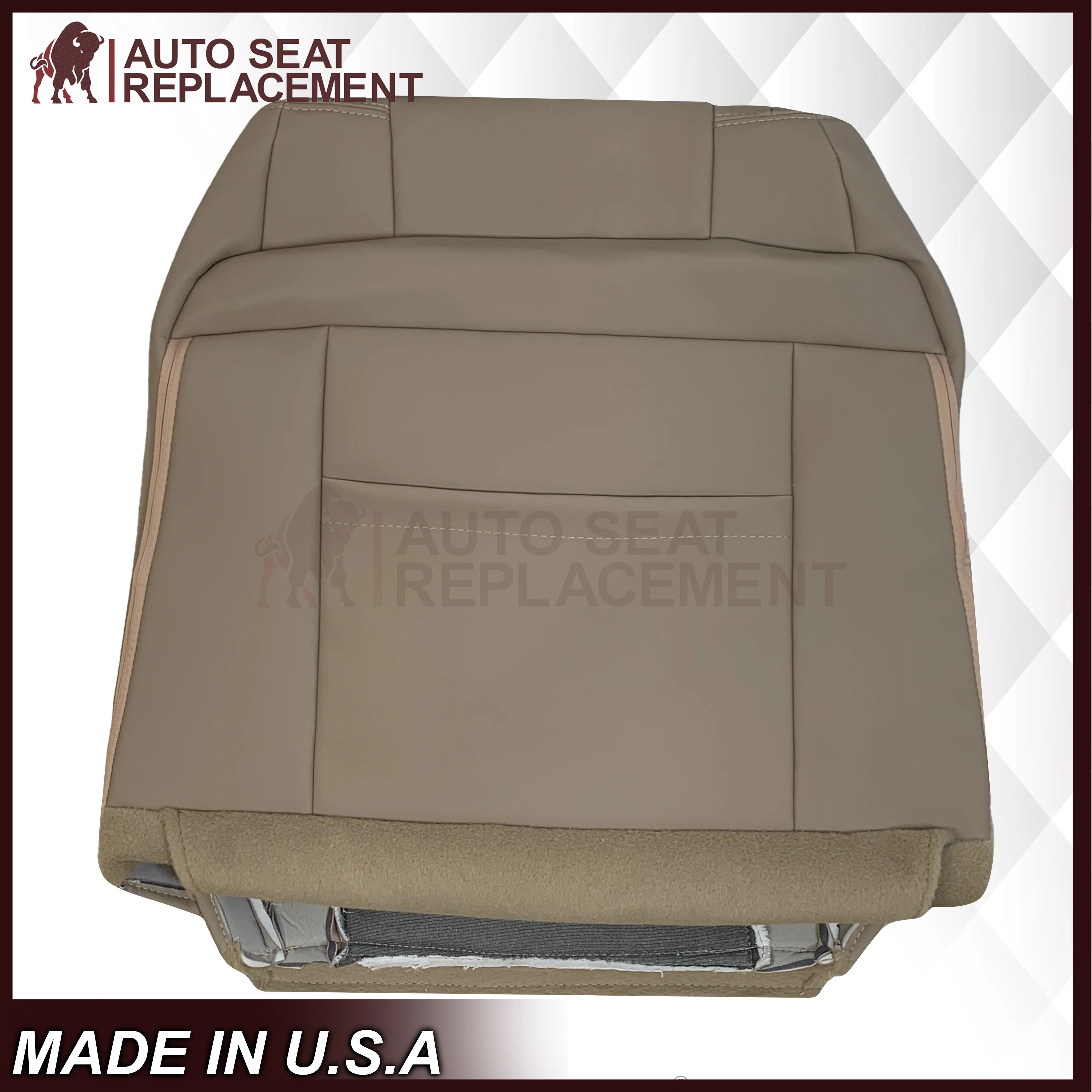 2009 - 2012 Dodge Ram 1500 2500 3500 Laramie Replacement Seat Cover in Light Pebble “Tan" With Perforated Inserts: Choose From Variants - Image 15