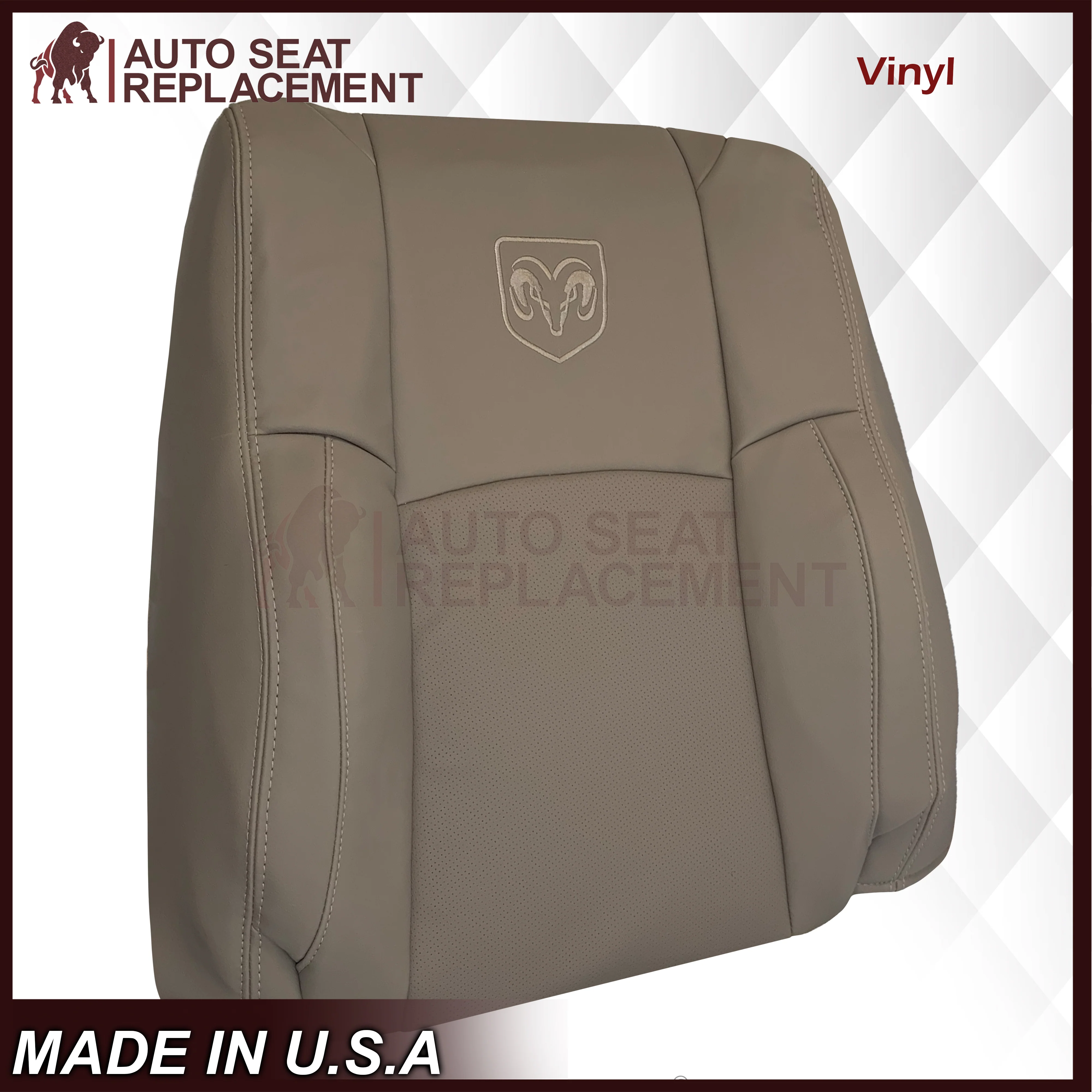 2009 - 2012 Dodge Ram 1500 2500 3500 Laramie Replacement Seat Cover in Light Pebble “Tan" With Perforated Inserts: Choose From Variants - Image 27