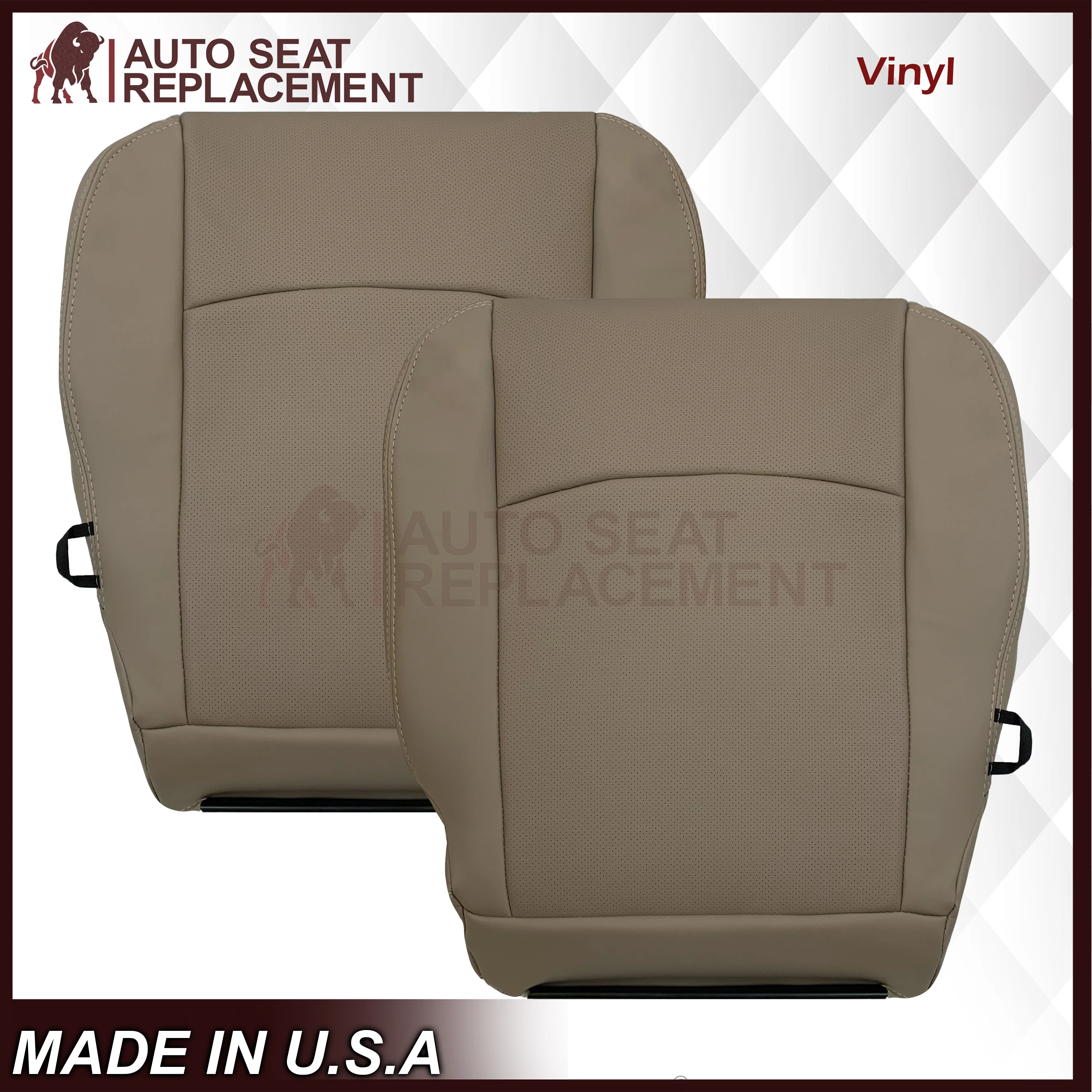 2009 - 2012 Dodge Ram 1500 2500 3500 Laramie Replacement Seat Cover in Light Pebble “Tan" With Perforated Inserts: Choose From Variants - Image 9