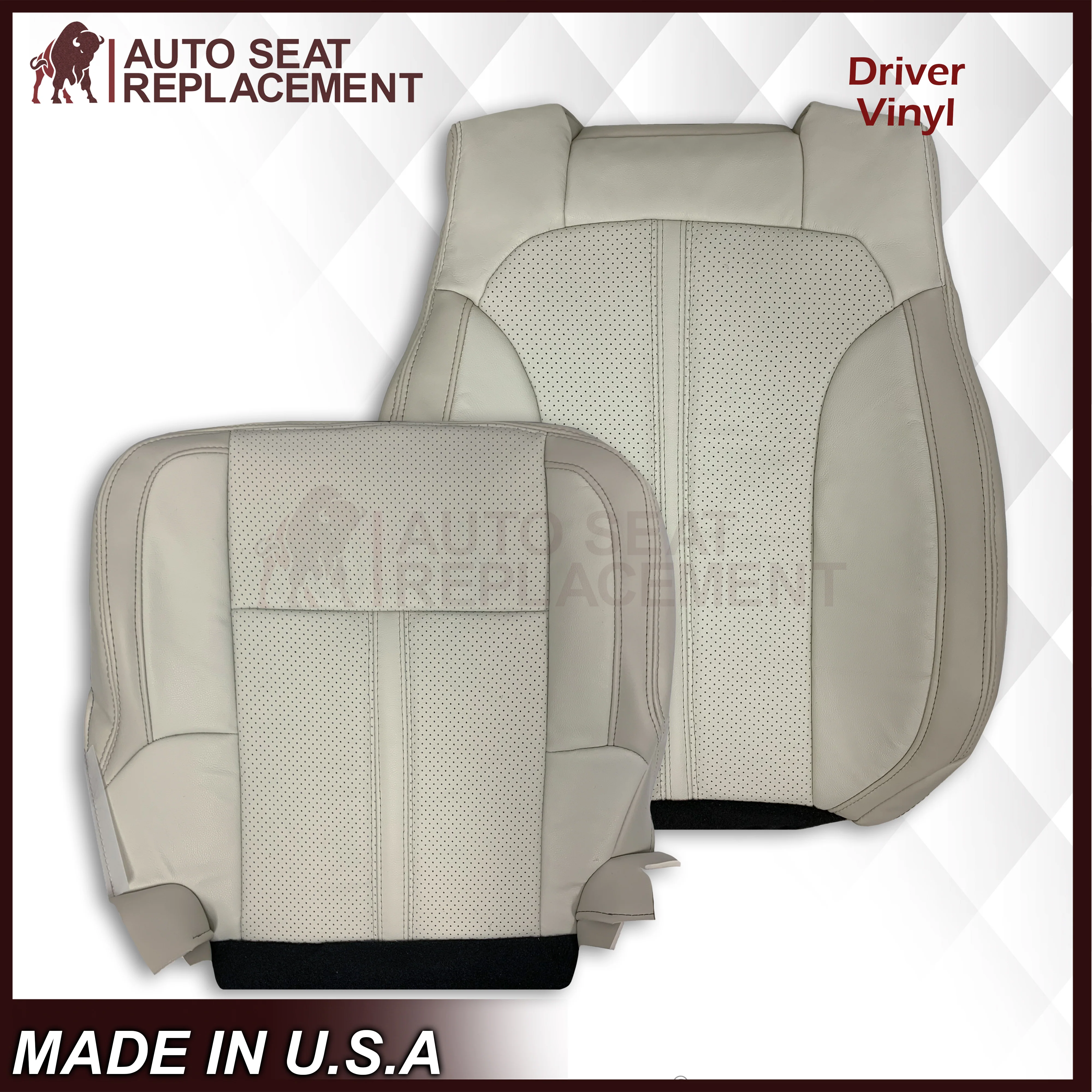2009 - 2012 Lincoln MKS Replacement Seat Covers in Tan: Choose Genuine Leather or Vinyl - Image 3