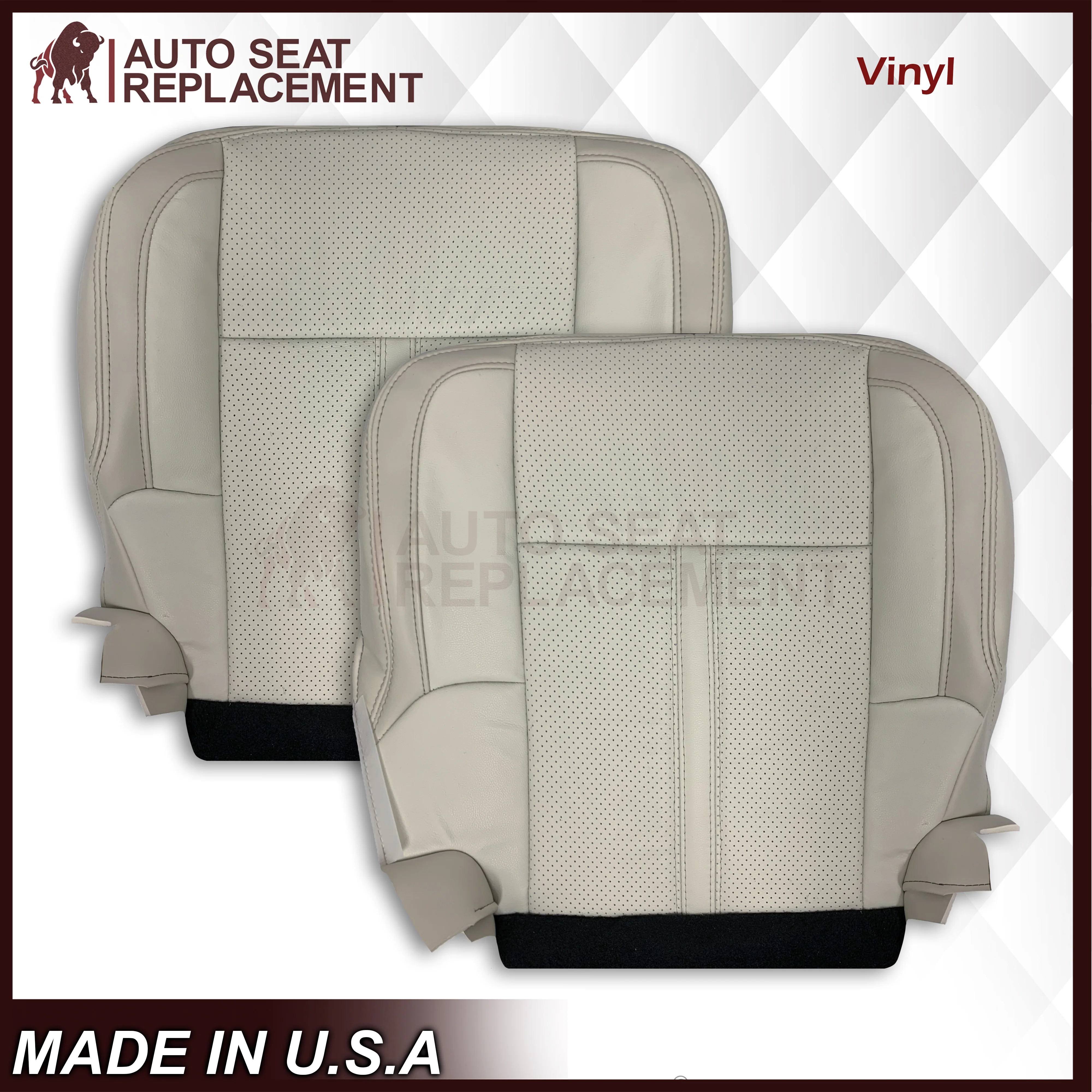 2009 - 2012 Lincoln MKS Replacement Seat Covers in Tan: Choose Genuine Leather or Vinyl - Image 39
