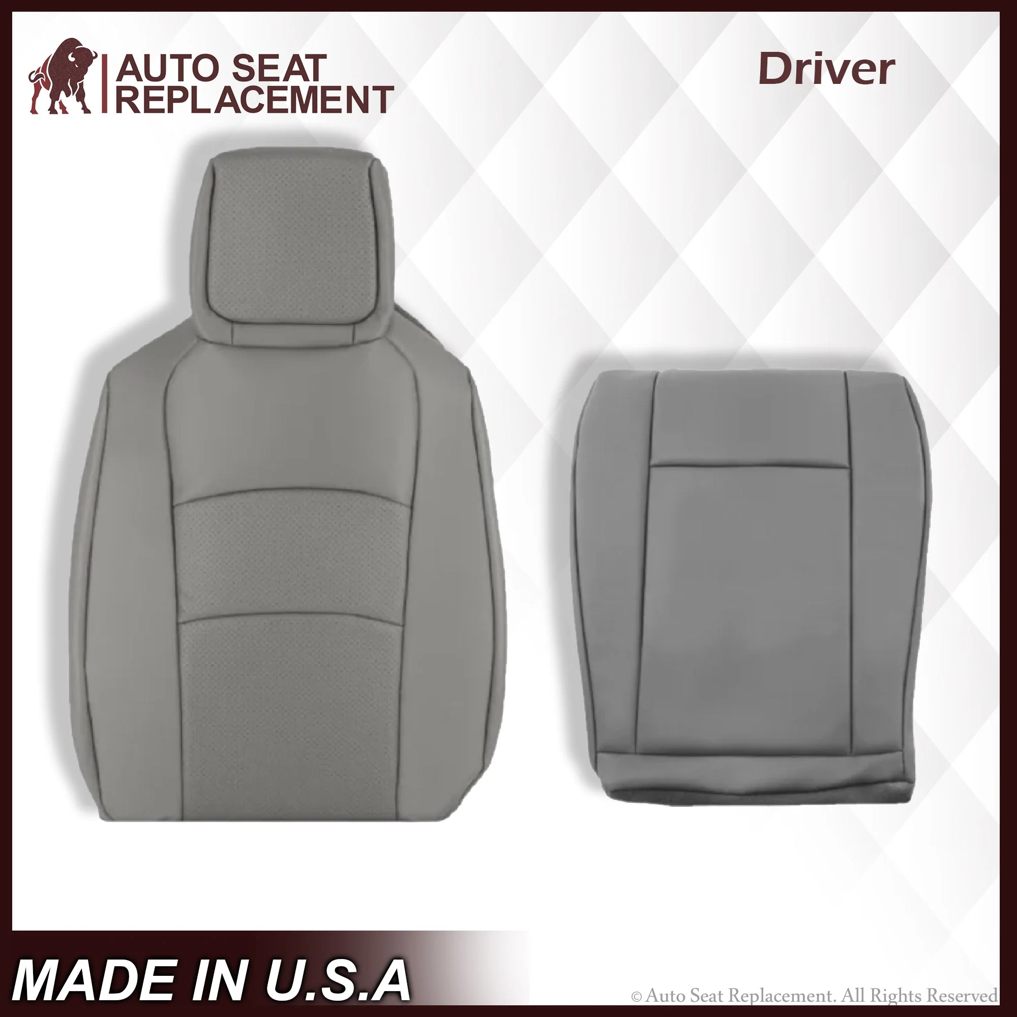 2009-2014 Ford E350 E450 E550 Econoline Van PERFORATED Bottom Seat Cover In Gray - Image 7