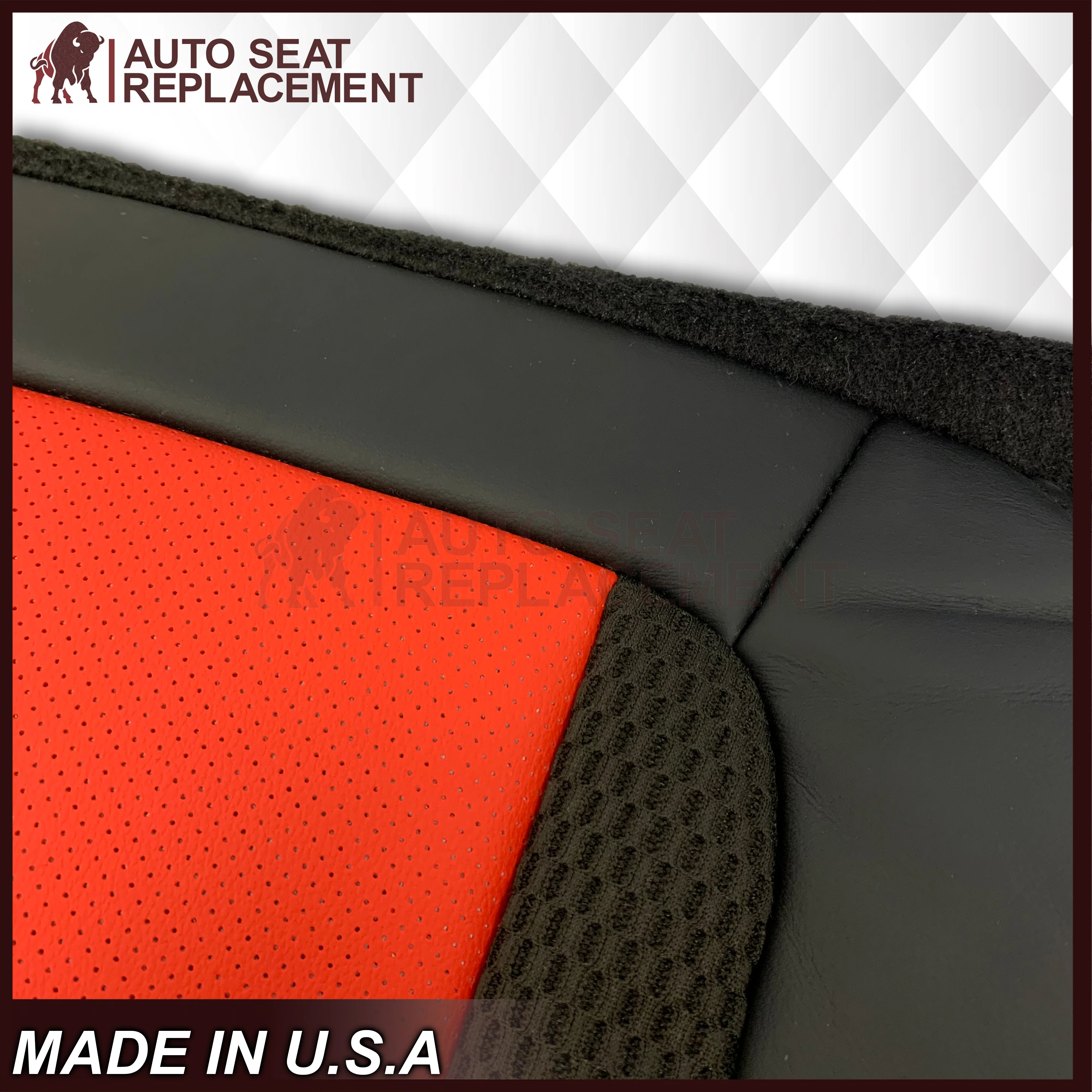 2010 - 2014 Ford F-150 Raptor Top or Bottom Perforated Seat Cover in 2 Tone Red-Black Choose: Leather or Vinyl - Image 3