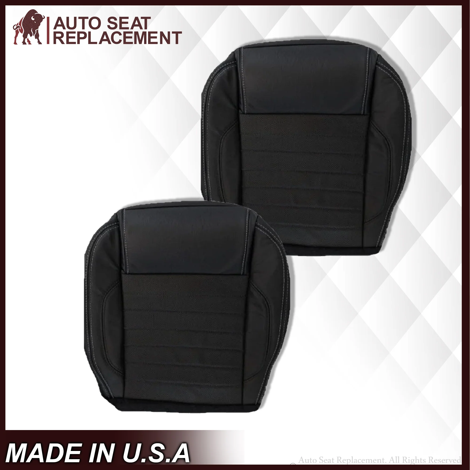 2010-2014 Ford Mustang GT Convertible Replacement Seat Cover In Charcoal Black "Black" : Choose From Variation - Image 7