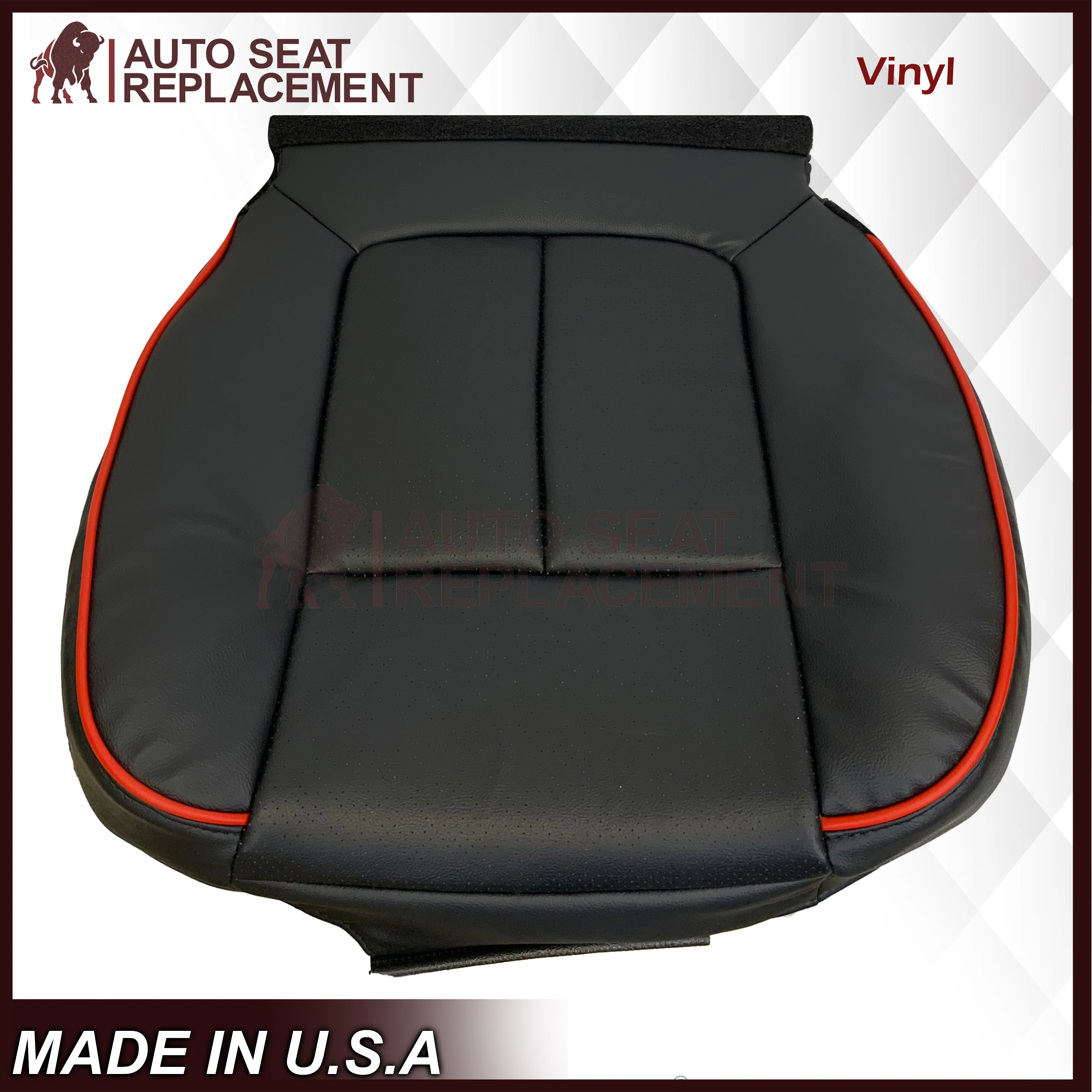 2011 - 2014 Ford F-150 Perforated Genuine Leather or Synthetic Leather Black W/ Red Pipping Seat Covers - Image 11
