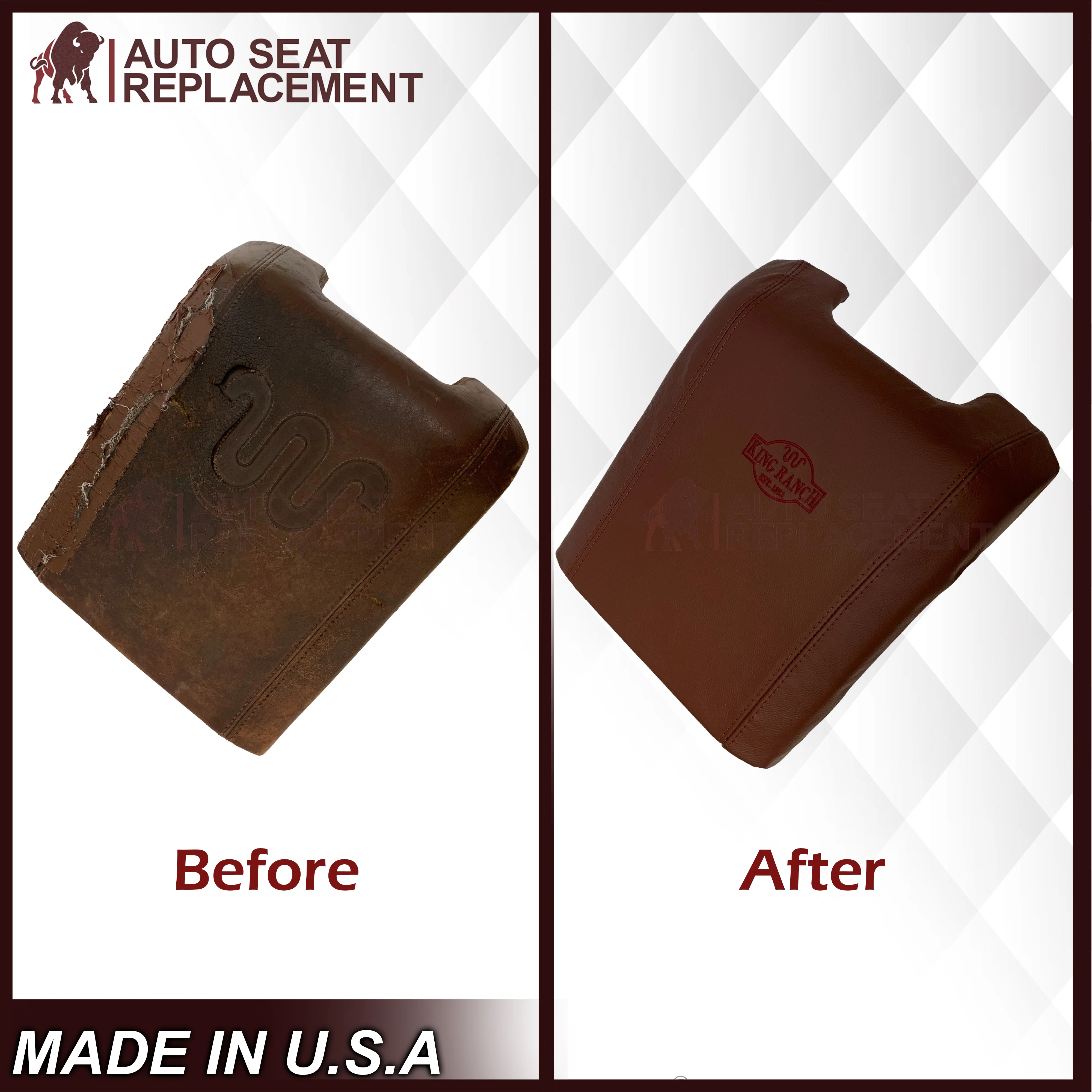 2011-2014 Ford F-250 King Ranch Replacement Leather Center Console Lid, Armrest Cover, King Ranch - Image 2