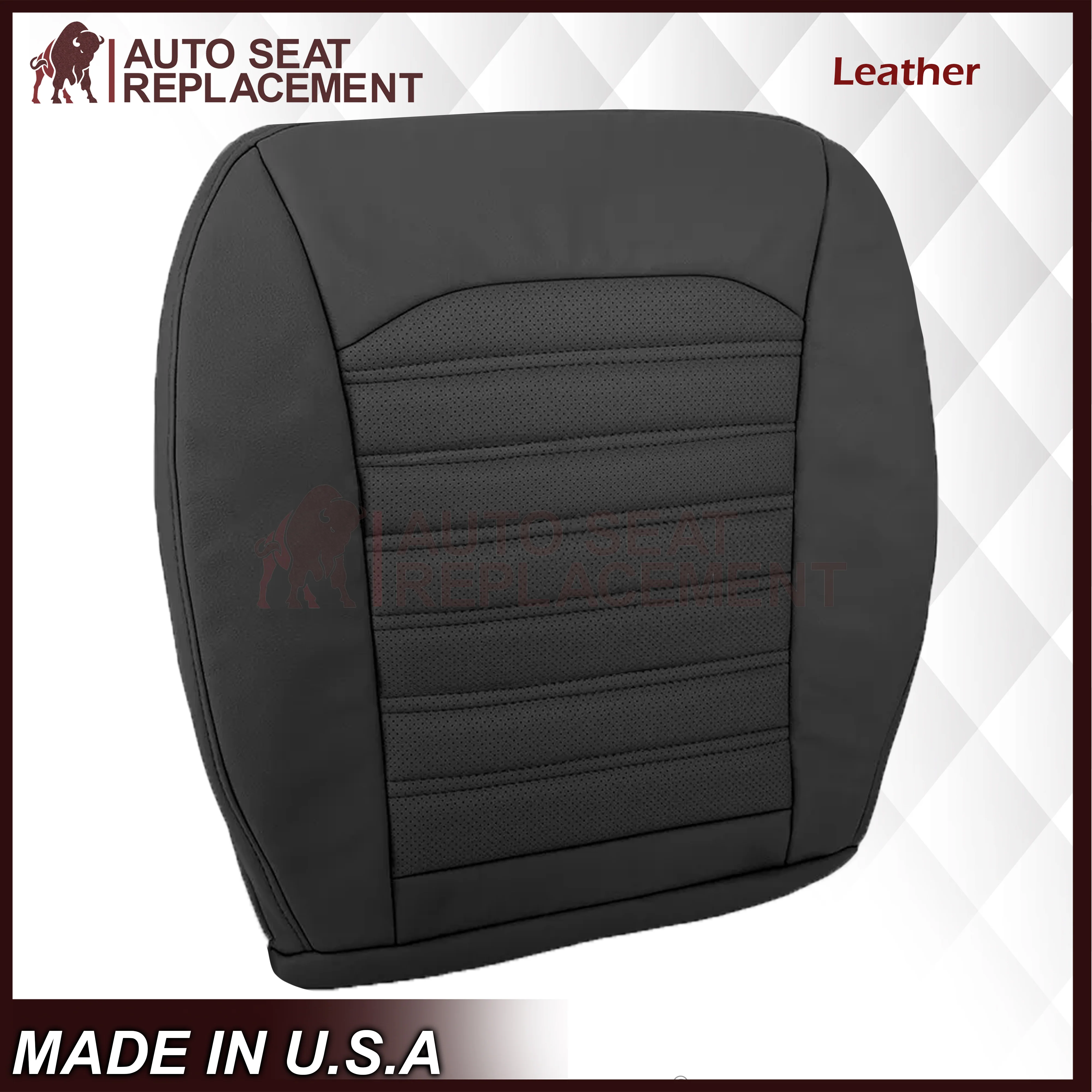 2013 - 2017 Ford Fusion Bottom Replacement Leather Seat Cover in Black - Image 4