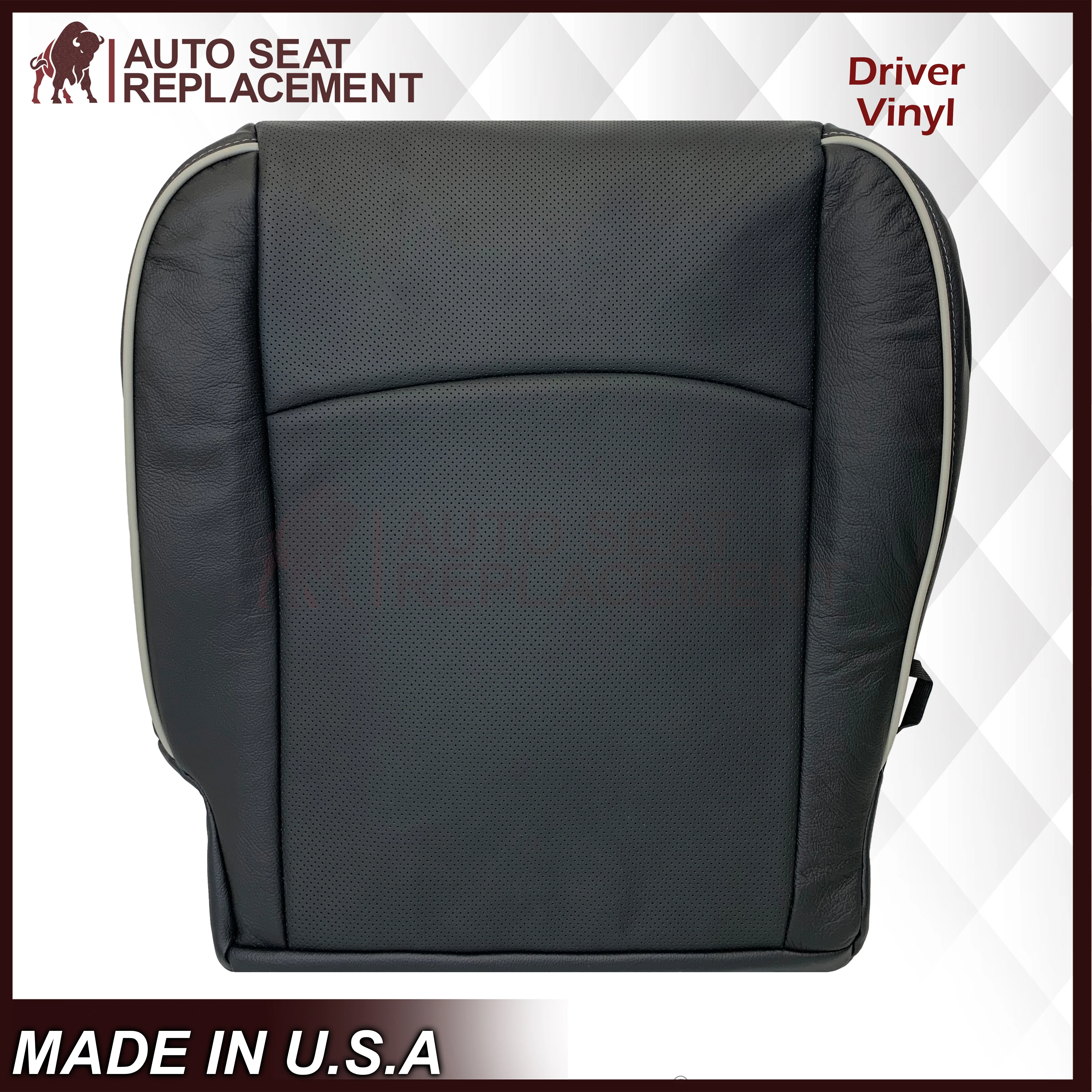 2013 - 2018 Dodge Ram Laramie, Long Horn, Limited Bottom Replacement Seat Cover In Black W/ Gray Pipping - Image 8
