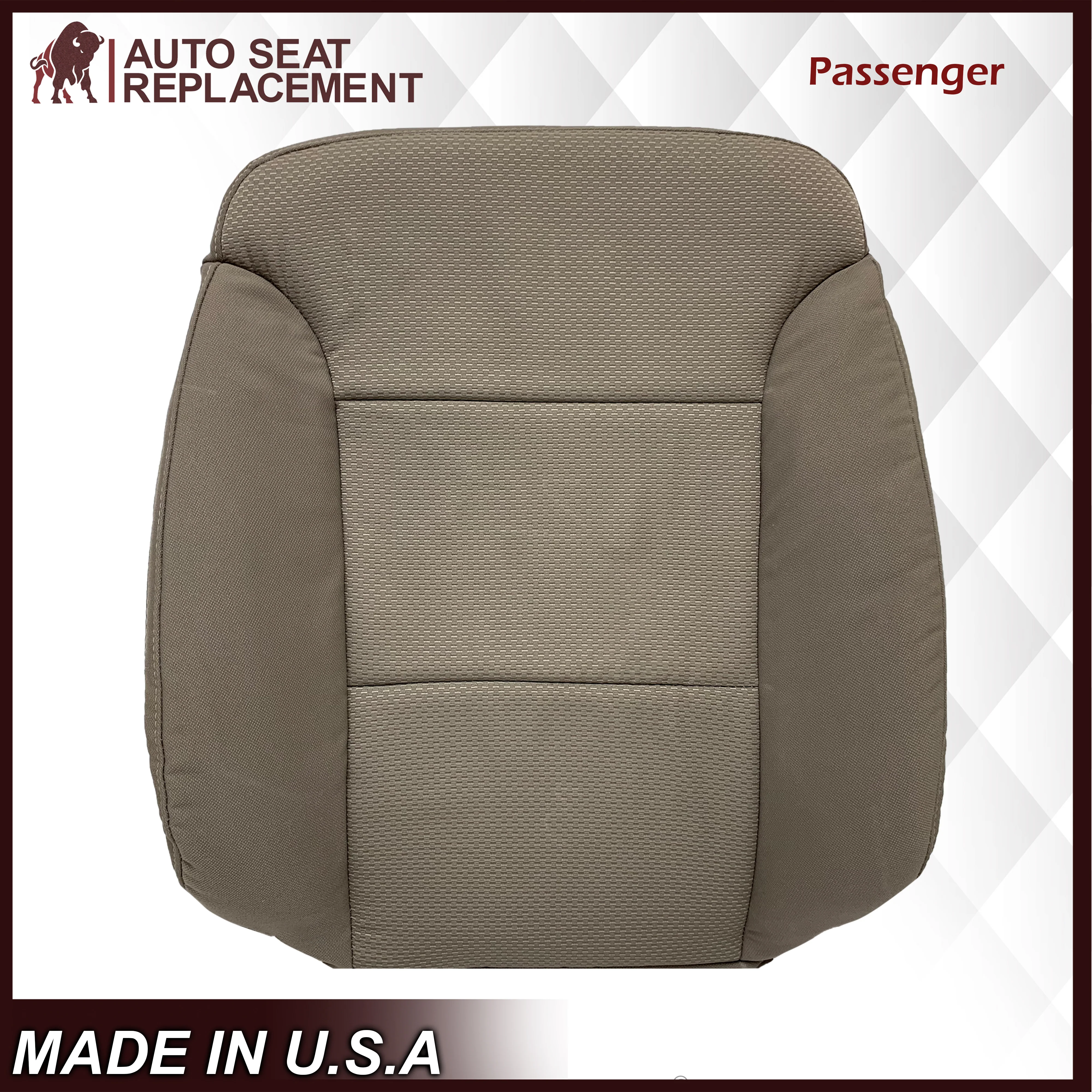 2014 2015 2016 2017 2018 2019 Chevy Silverado & GMC Sierra WORK TRUCK Cloth Fabric Seat Cover Replacement in Dune Tan, Dark Ash Gray, OR Jet Black - Image 11