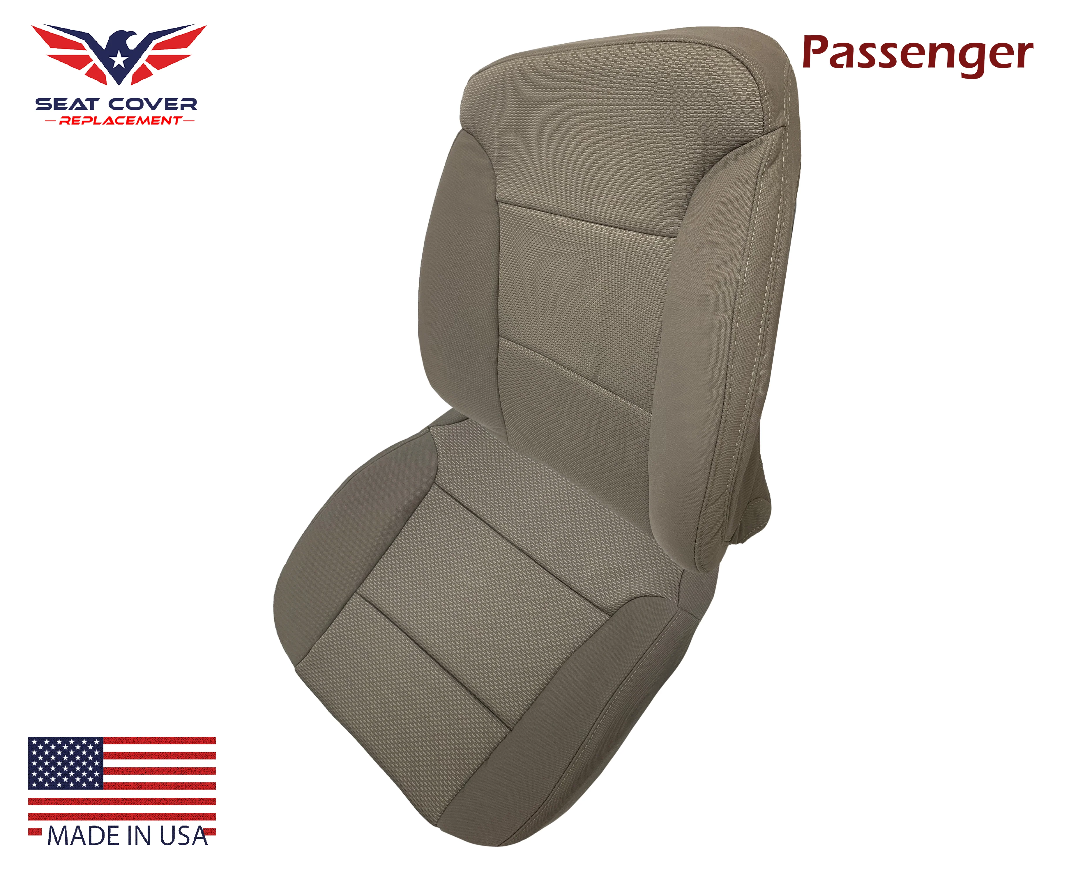 2014 2015 2016 2017 2018 2019 Chevy Silverado & GMC Sierra WORK TRUCK Cloth Fabric Seat Cover Replacement in Dune Tan, Dark Ash Gray, OR Jet Black - Image 8