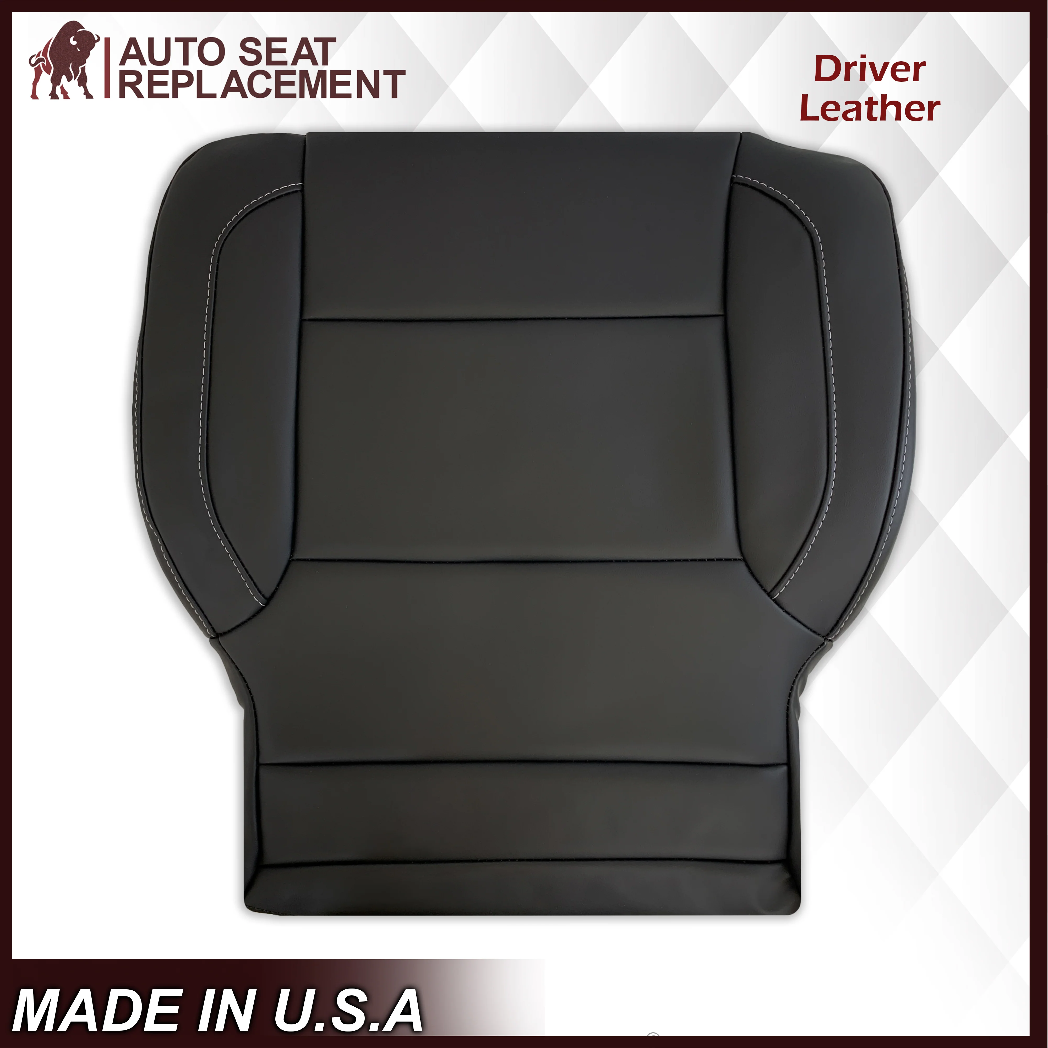 2014 2015 2016 2017 2018 2019 Chevy Silverado Tahoe Suburban & GMC Yukon Leather & Vinyl Seat Cover Replacement in Black (Jet Black) - Image 7