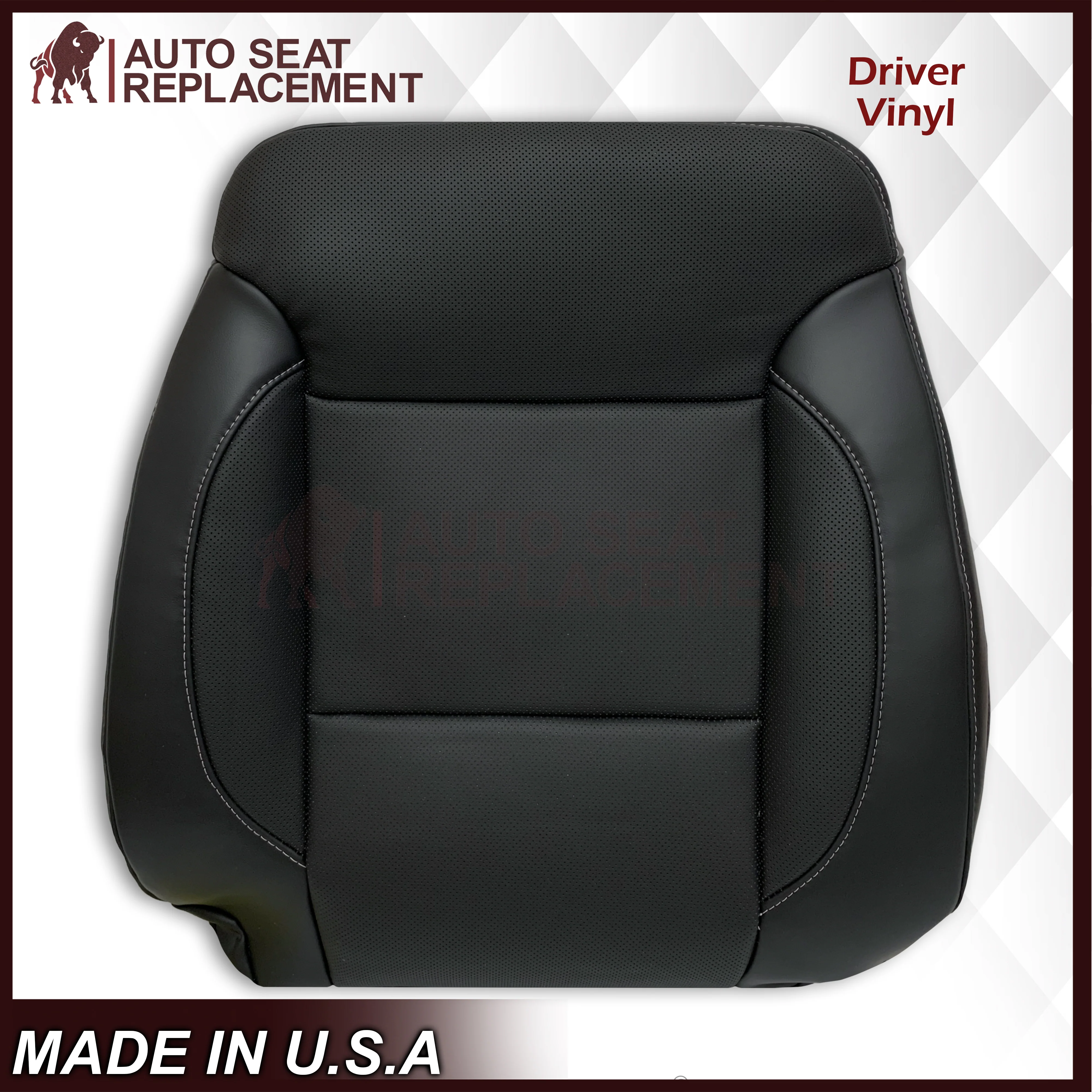 2014 2015 2016 2017 2018 2019 Chevy Silverado Tahoe Suburban & GMC Yukon Perforated Leather Seat Cover Replacement in Black (Perforated Jet Black) - Image 33