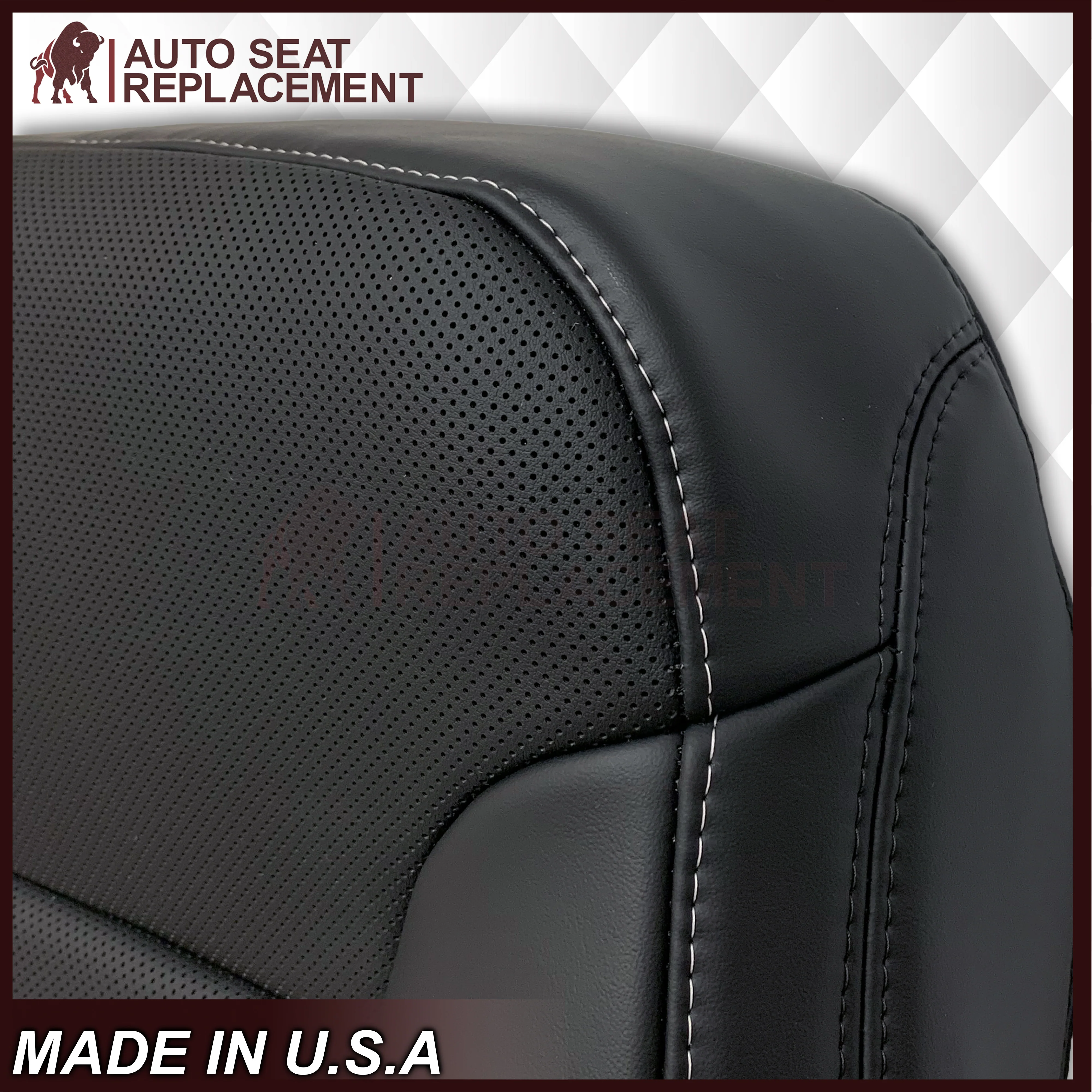 2014 2015 2016 2017 2018 2019 Chevy Silverado Tahoe Suburban & GMC Yukon Perforated Leather Seat Cover Replacement in Black (Perforated Jet Black) - Image 36