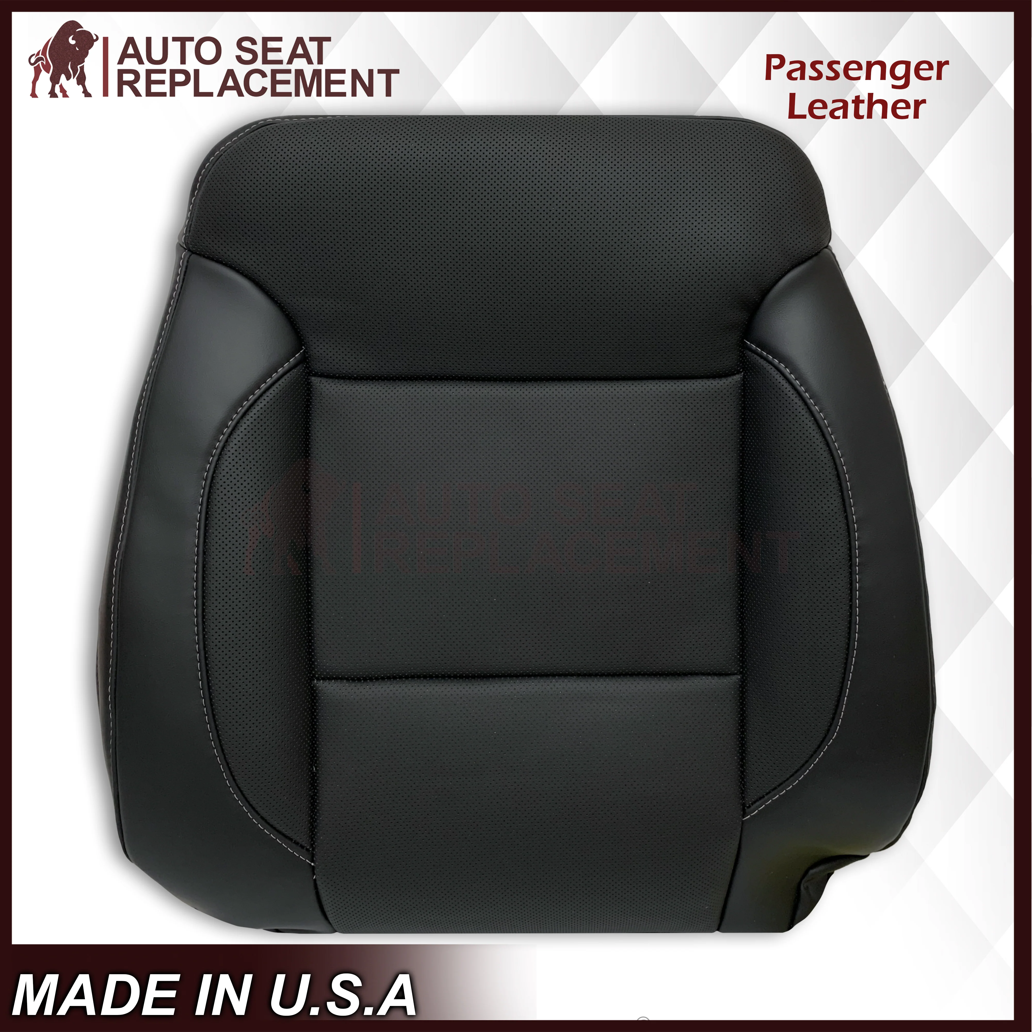 2014 2015 2016 2017 2018 2019 Chevy Silverado Tahoe Suburban & GMC Yukon Perforated Leather Seat Cover Replacement in Black (Perforated Jet Black) - Image 43