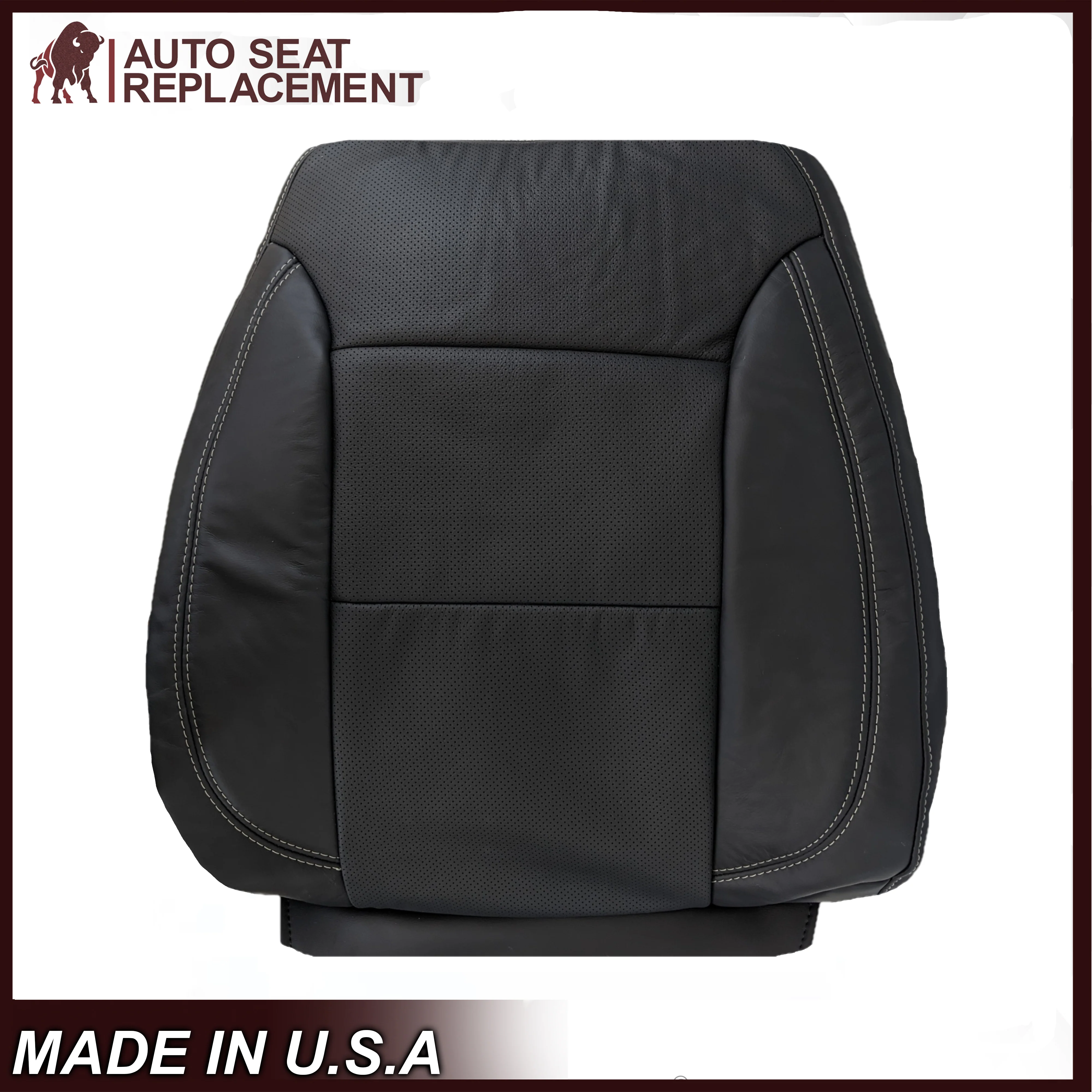 2014 2015 2016 2017 2018 2019 Chevy Silverado Tahoe Suburban & GMC Yukon Perforated Leather Seat Cover Replacement in Black (Perforated Jet Black) - Image 8