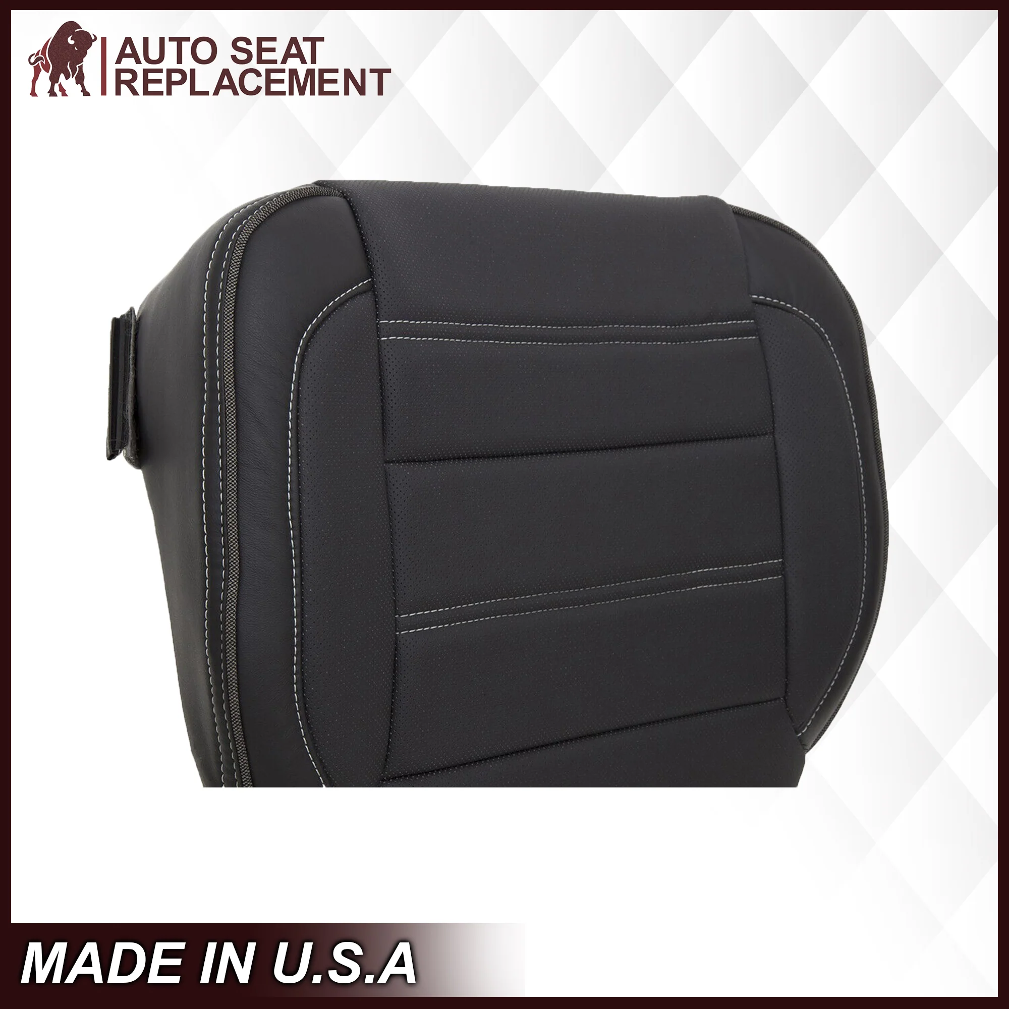 2014 2015 2016 2017 2018 2019 GMC Sierra Denali Perforated Leather Seat Cover Replacement in Black (Perforated Jet Black) - Image 4
