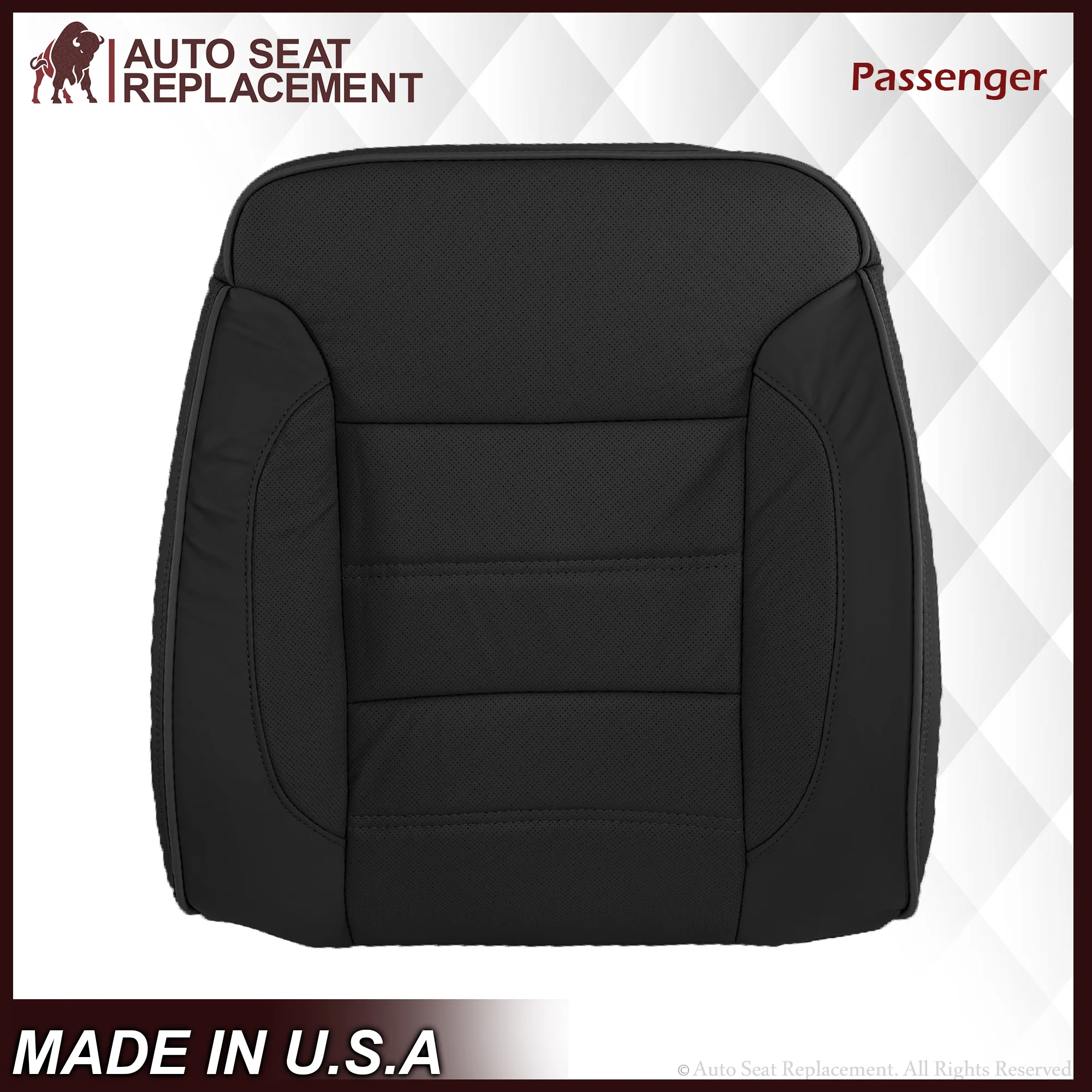 2014 2015 2016 2017 2018 2019 GMC Sierra Denali Perforated Leather Seat Cover Replacement in Black (Perforated Jet Black) - Image 9