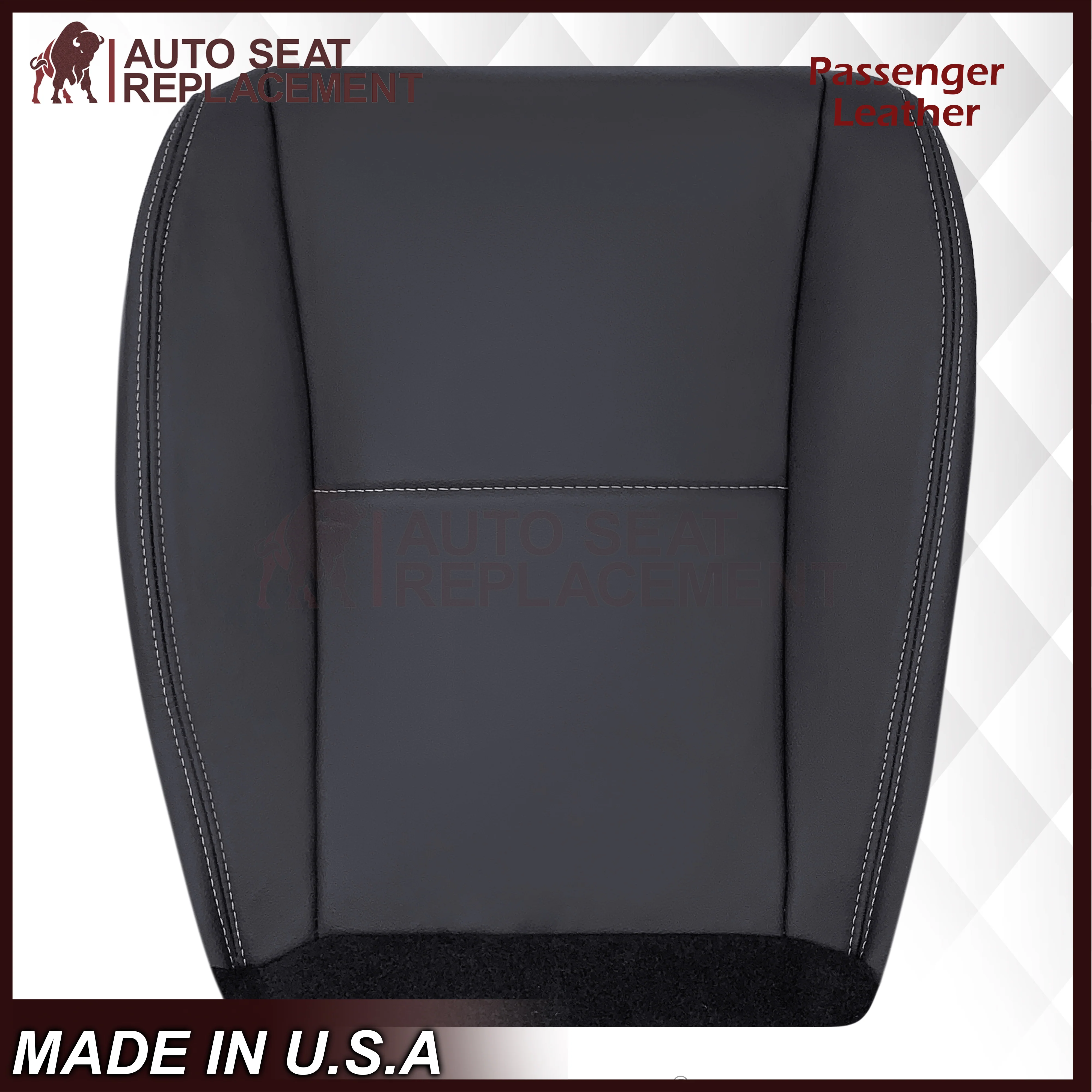 2013-2015 Subaru XV Crosstrek - Bottom Genuine or Synthetic Leather Replacement Seat Cover: Black Non-Perforated - Image 5