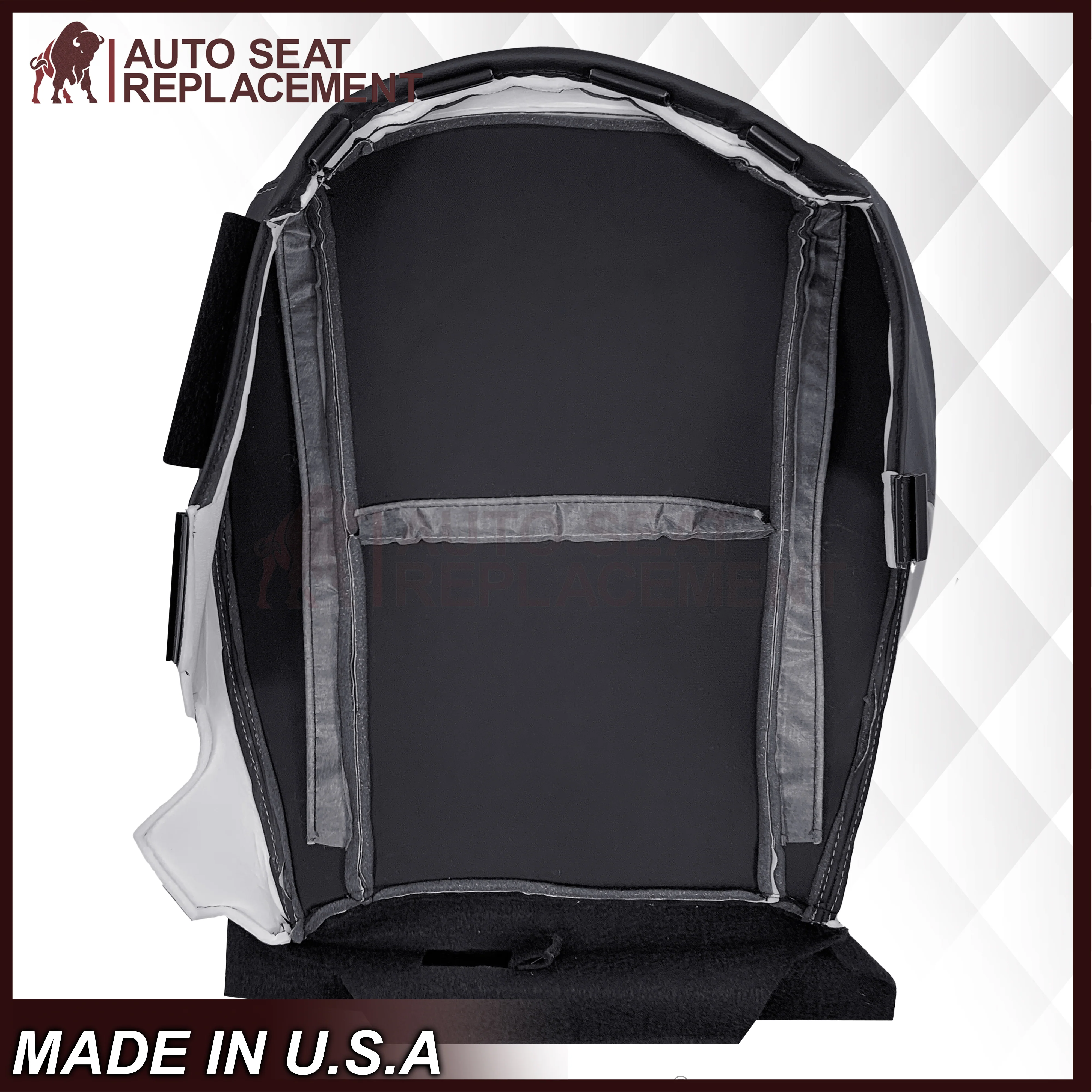 2013-2015 Subaru XV Crosstrek - Bottom Genuine or Synthetic Leather Replacement Seat Cover: Black Non-Perforated - Image 6