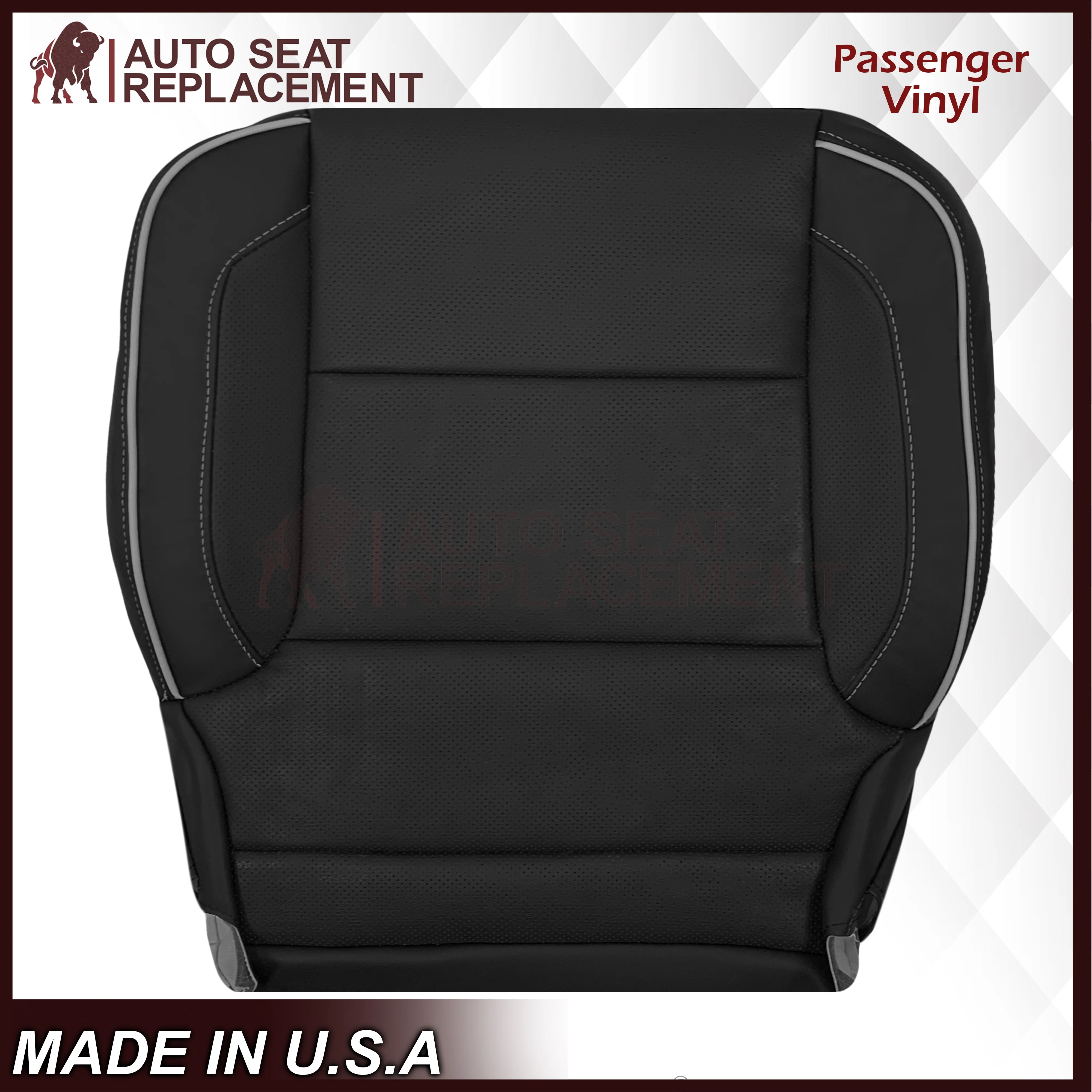 2014-2019 Chevy Silverado 1500 2500HD 3500HD High Country Replacement Perforated Genuine Leather OR Synthetic Leather Seat Covers: Black - Image 12