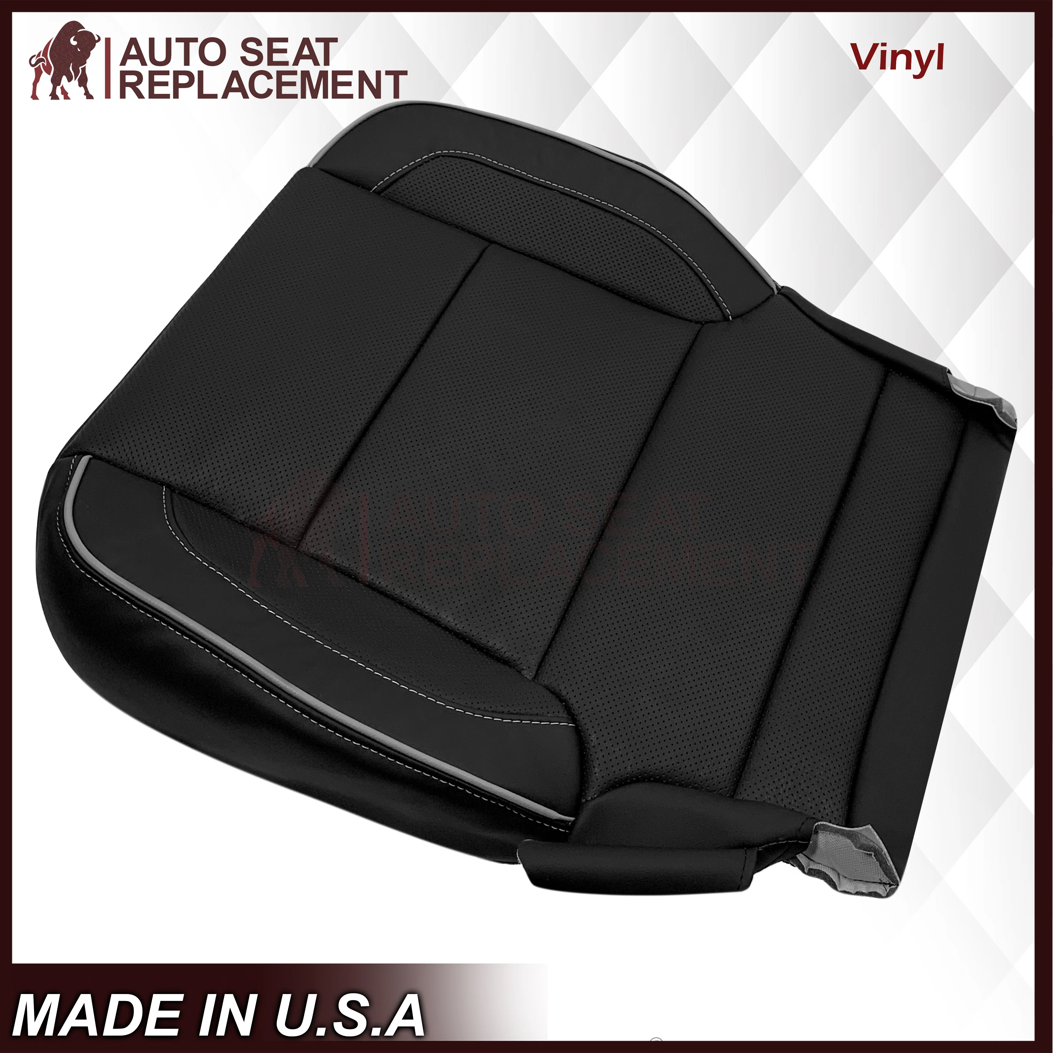2014-2019 Chevy Silverado 1500 2500HD 3500HD High Country Replacement Perforated Genuine Leather OR Synthetic Leather Seat Covers: Black - Image 13