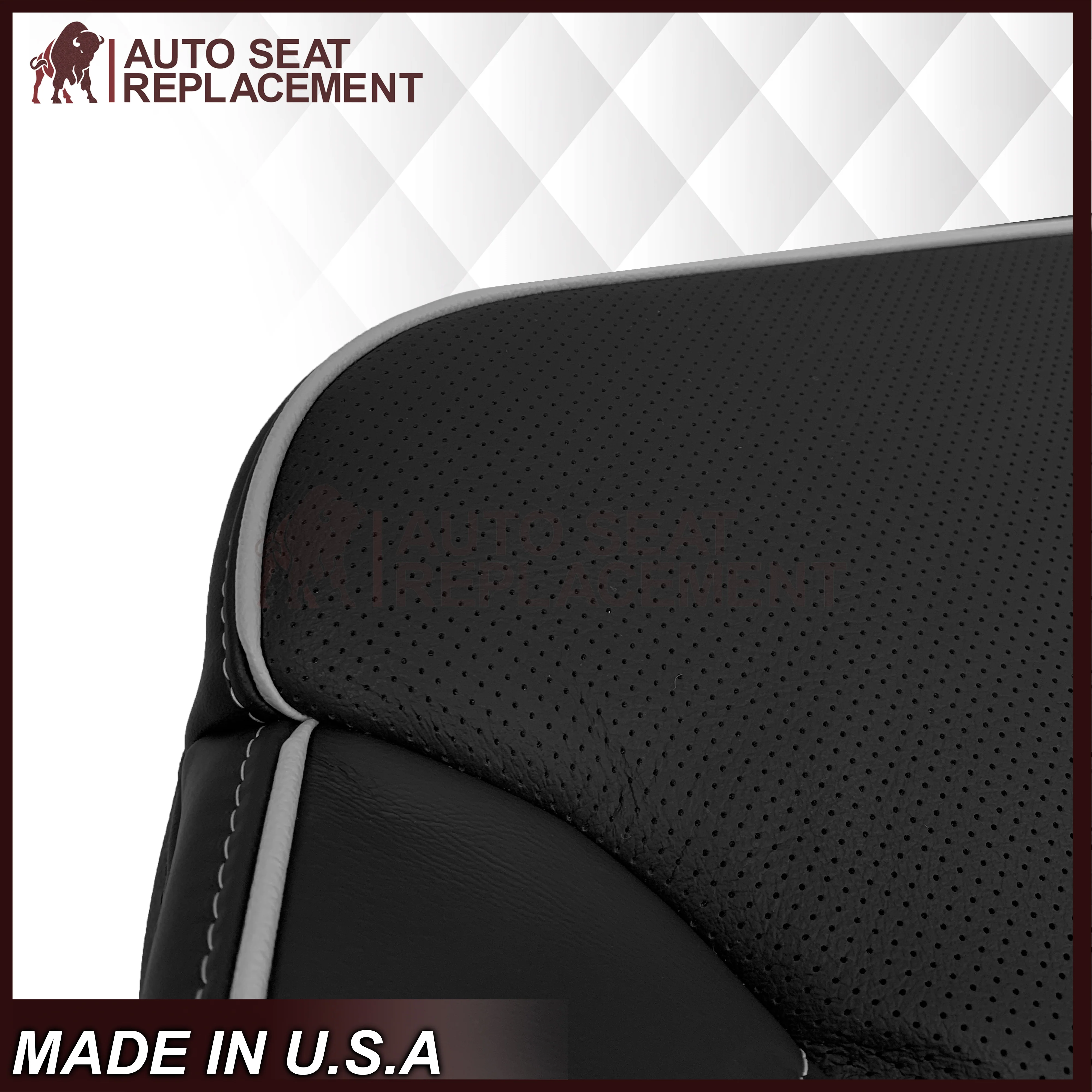 2014-2019 Chevy Silverado 1500 2500HD 3500HD High Country Replacement Perforated Genuine Leather OR Synthetic Leather Seat Covers: Black - Image 17