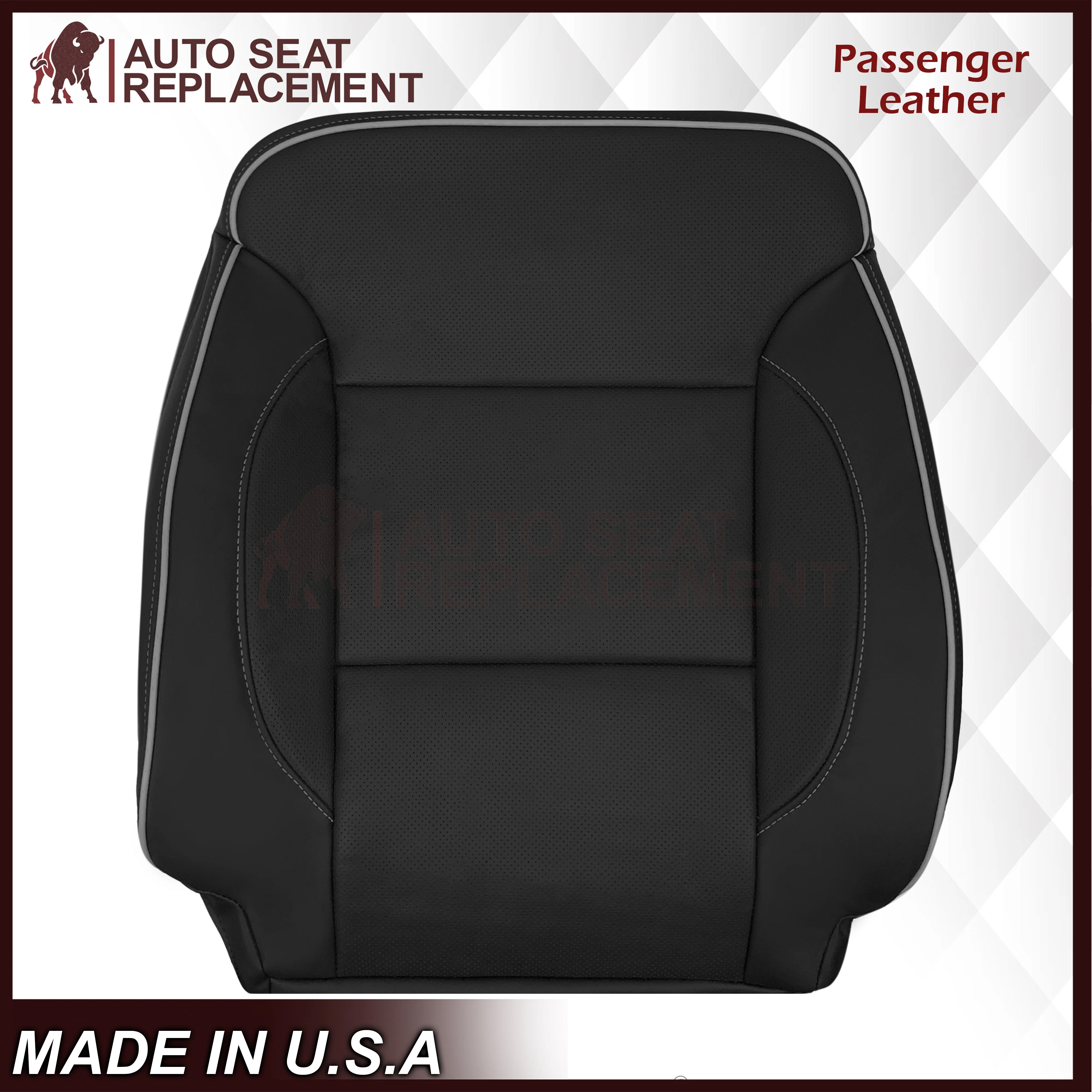 2014-2019 Chevy Silverado 1500 2500HD 3500HD High Country Replacement Perforated Genuine Leather OR Synthetic Leather Seat Covers: Black - Image 23