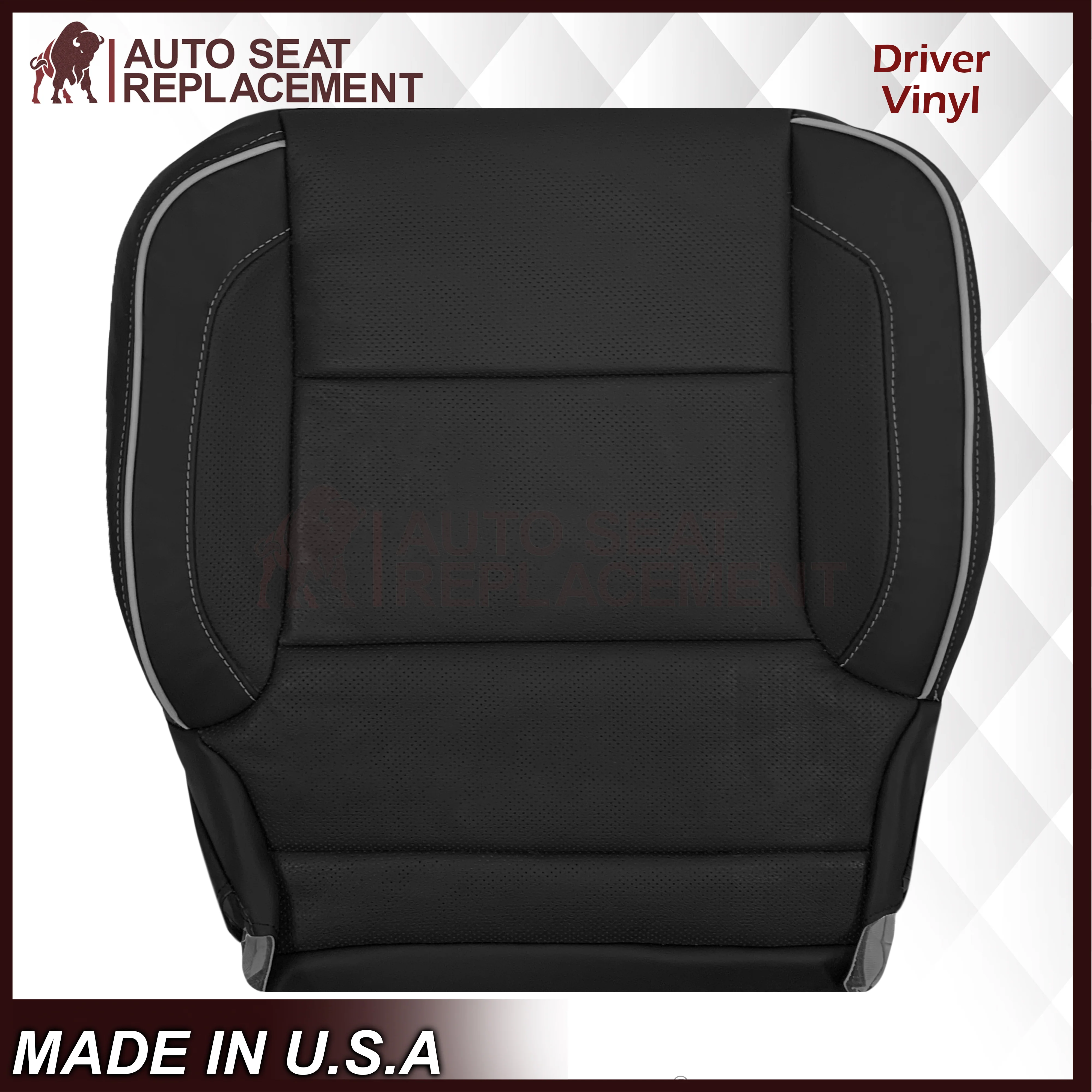 2014-2019 Chevy Silverado 1500 2500HD 3500HD High Country Replacement Perforated Genuine Leather OR Synthetic Leather Seat Covers: Black - Image 9