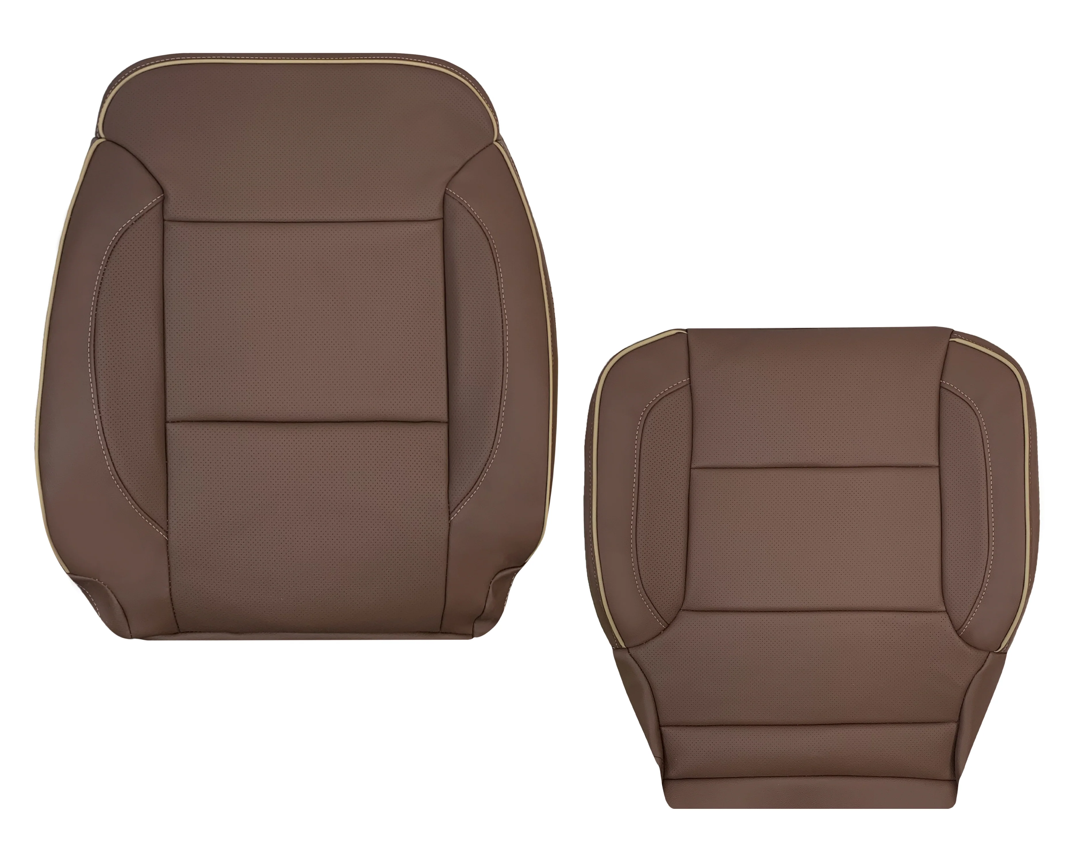 2014-2019 Chevy Silverado 1500 2500HD 3500HD High Country Replacement Perforated Genuine Leather OR Synthetic Leather Seat Covers: Brown - Image 6