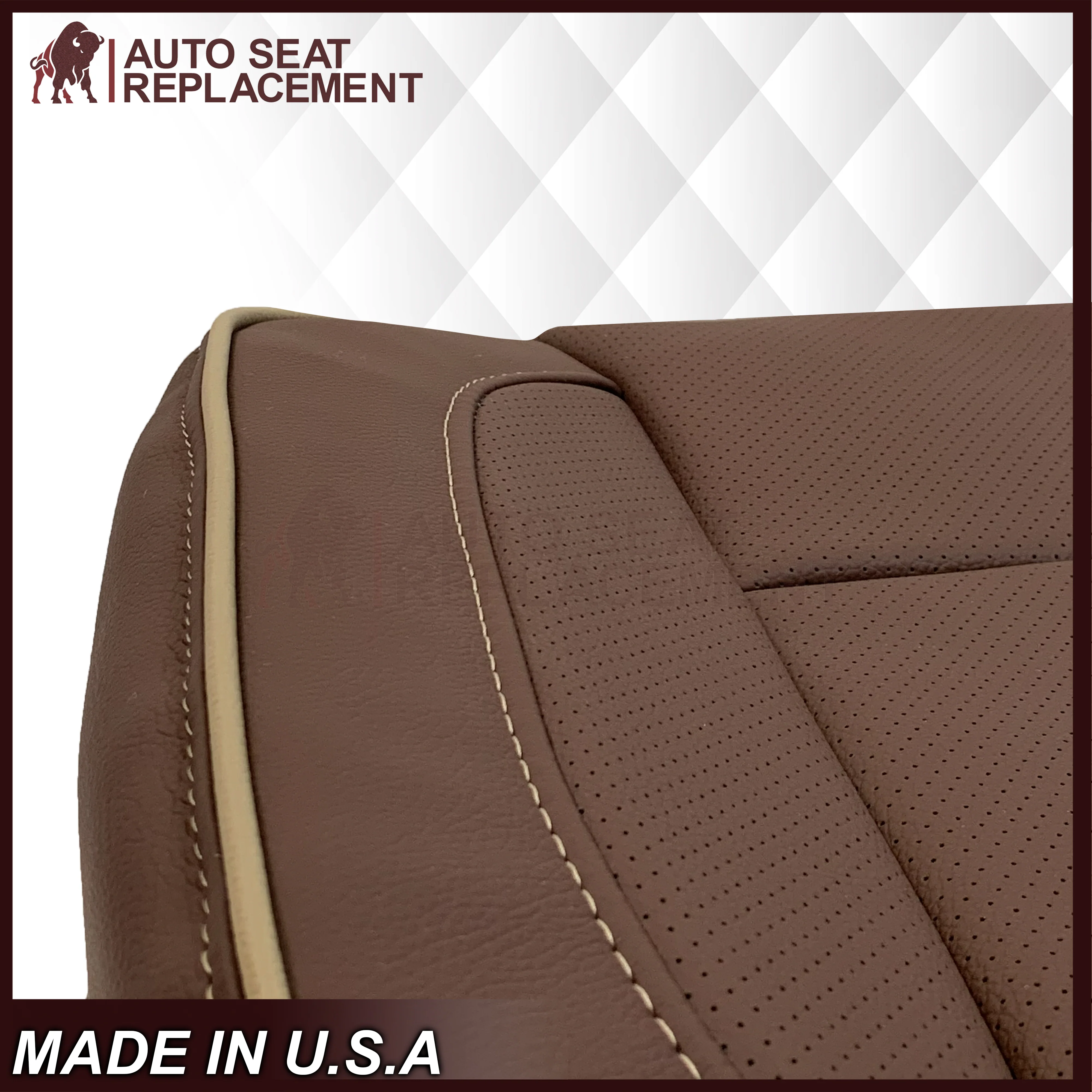 2014-2019 Chevy Silverado 1500 2500HD 3500HD High Country Replacement Perforated Genuine Leather OR Synthetic Leather Seat Covers: Brown - Image 8