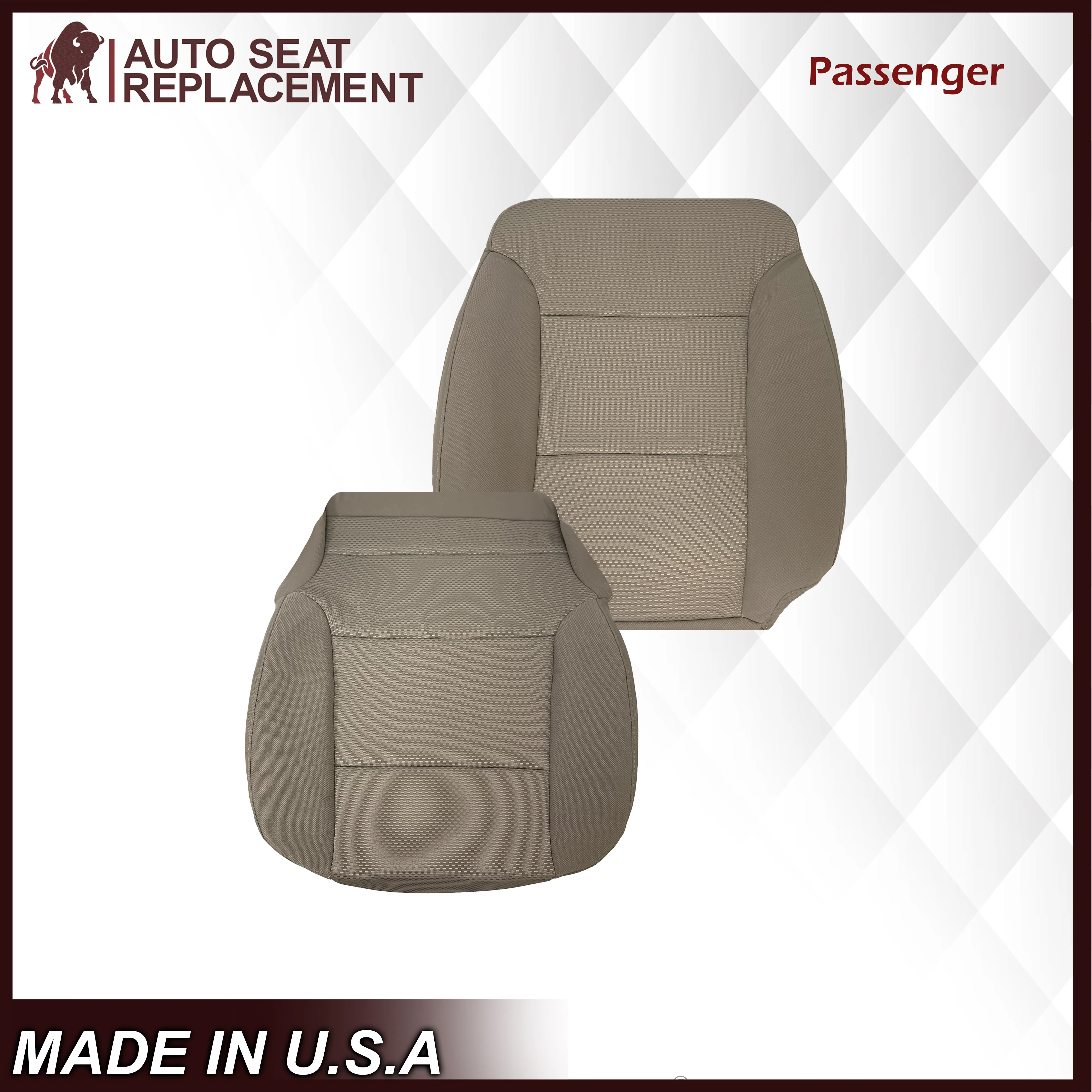 2014-2019 Chevy Silverado & GMC Sierra Cloth Fabric Seat Cover Replacement in Dune Tan OR Dark Ash Gray - Image 10