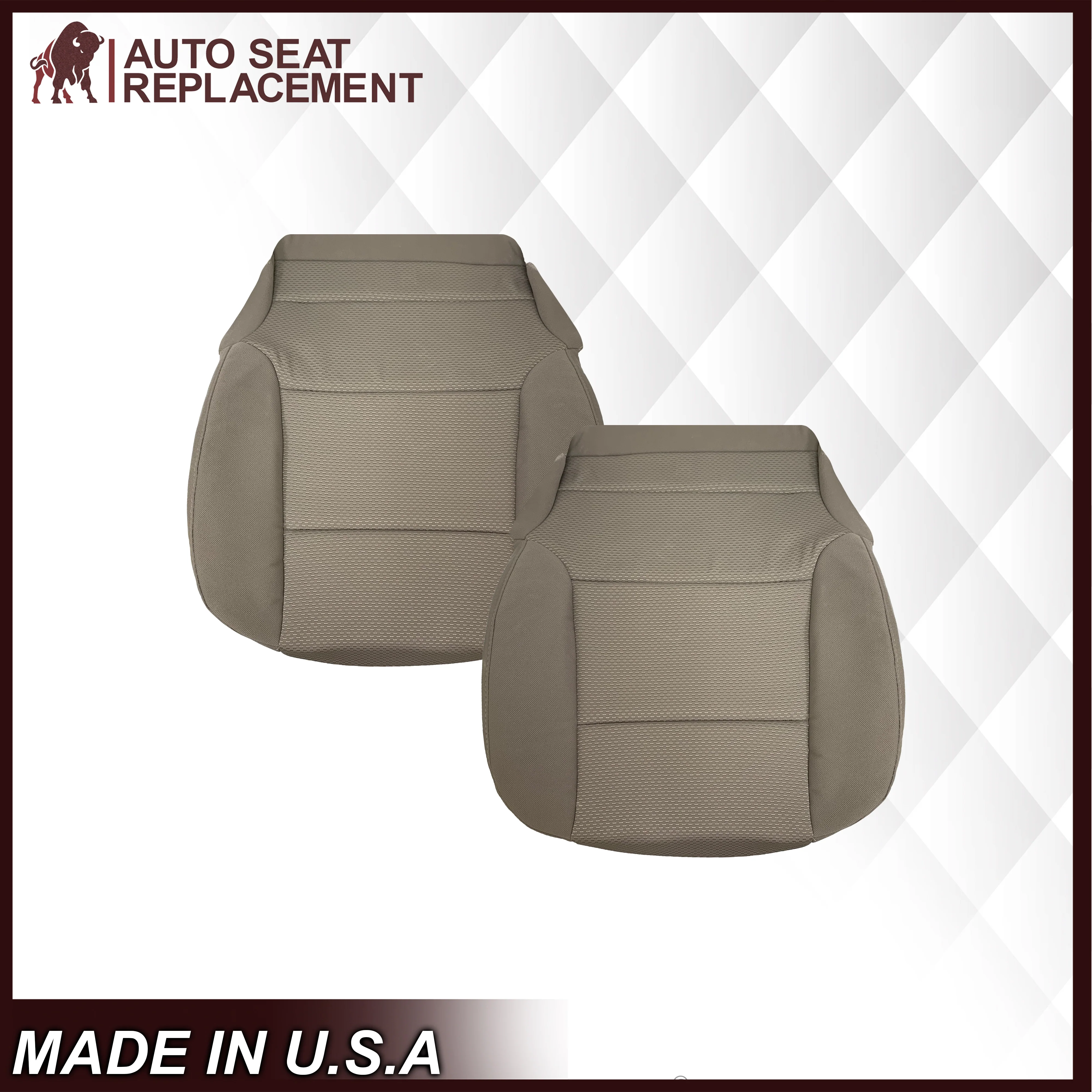 2014-2019 Chevy Silverado & GMC Sierra Cloth Fabric Seat Cover Replacement in Dune Tan OR Dark Ash Gray - Image 11