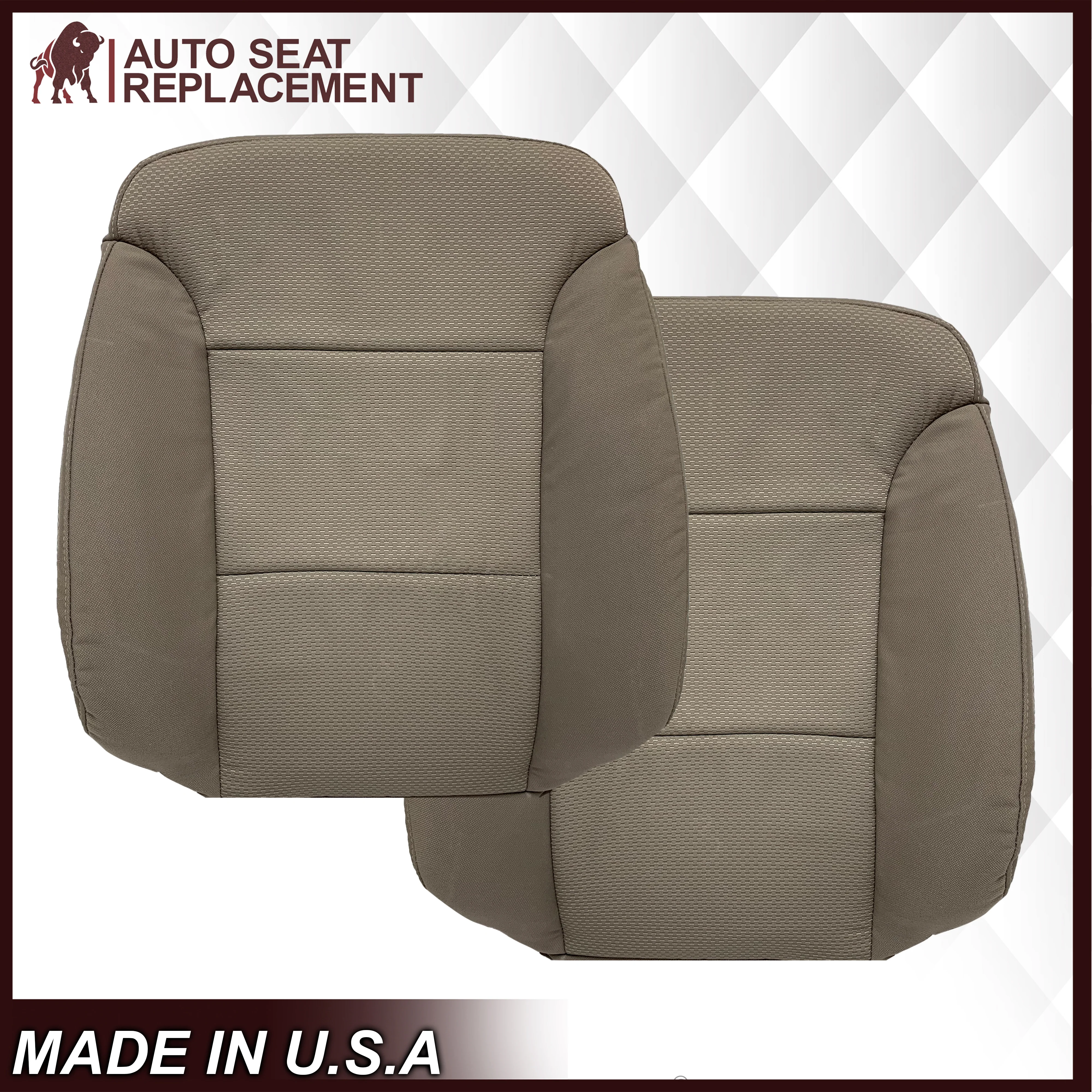 2014-2019 Chevy Silverado & GMC Sierra Cloth Fabric Seat Cover Replacement in Dune Tan OR Dark Ash Gray - Image 12