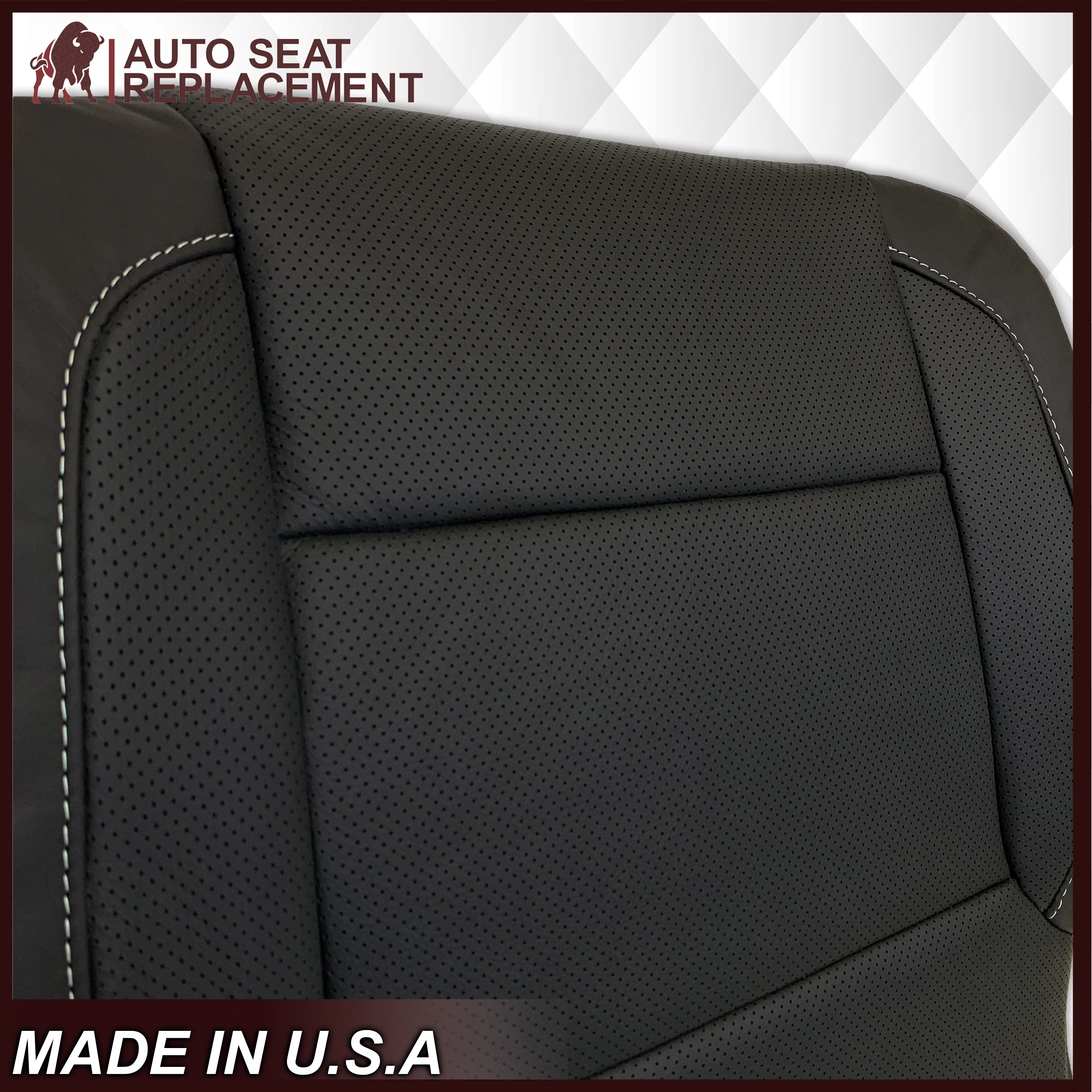 2014-2019 Chevy Silverado Tahoe Suburban & GMC Yukon PERFORATED Leather Seat Cover Replacement in Black, Gray, or Tan - Image 11