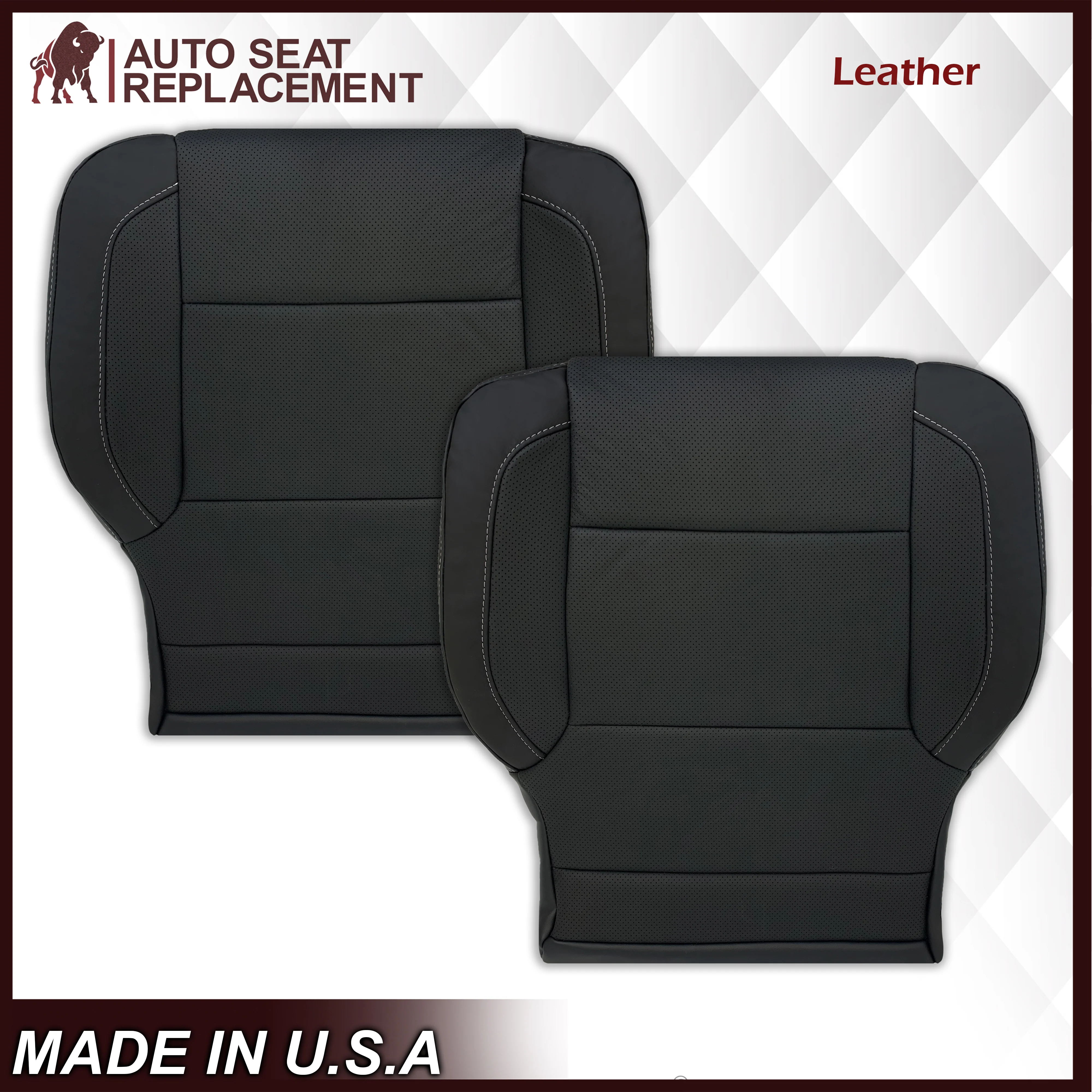 2014-2019 Chevy Silverado Tahoe Suburban & GMC Yukon PERFORATED Leather Seat Cover Replacement in Black, Gray, or Tan - Image 22