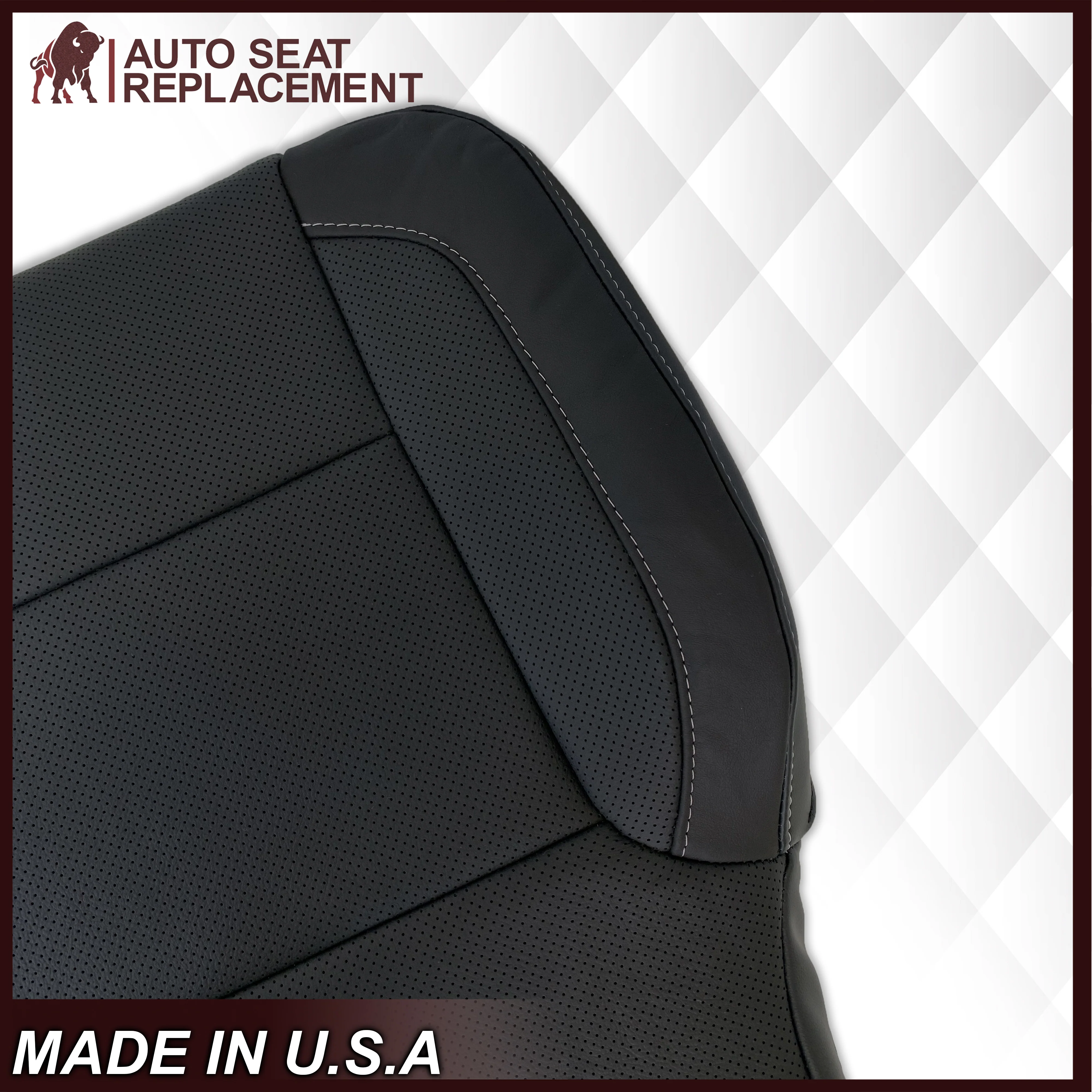 2014-2019 Chevy Silverado Tahoe Suburban & GMC Yukon PERFORATED Leather Seat Cover Replacement in Black, Gray, or Tan - Image 26