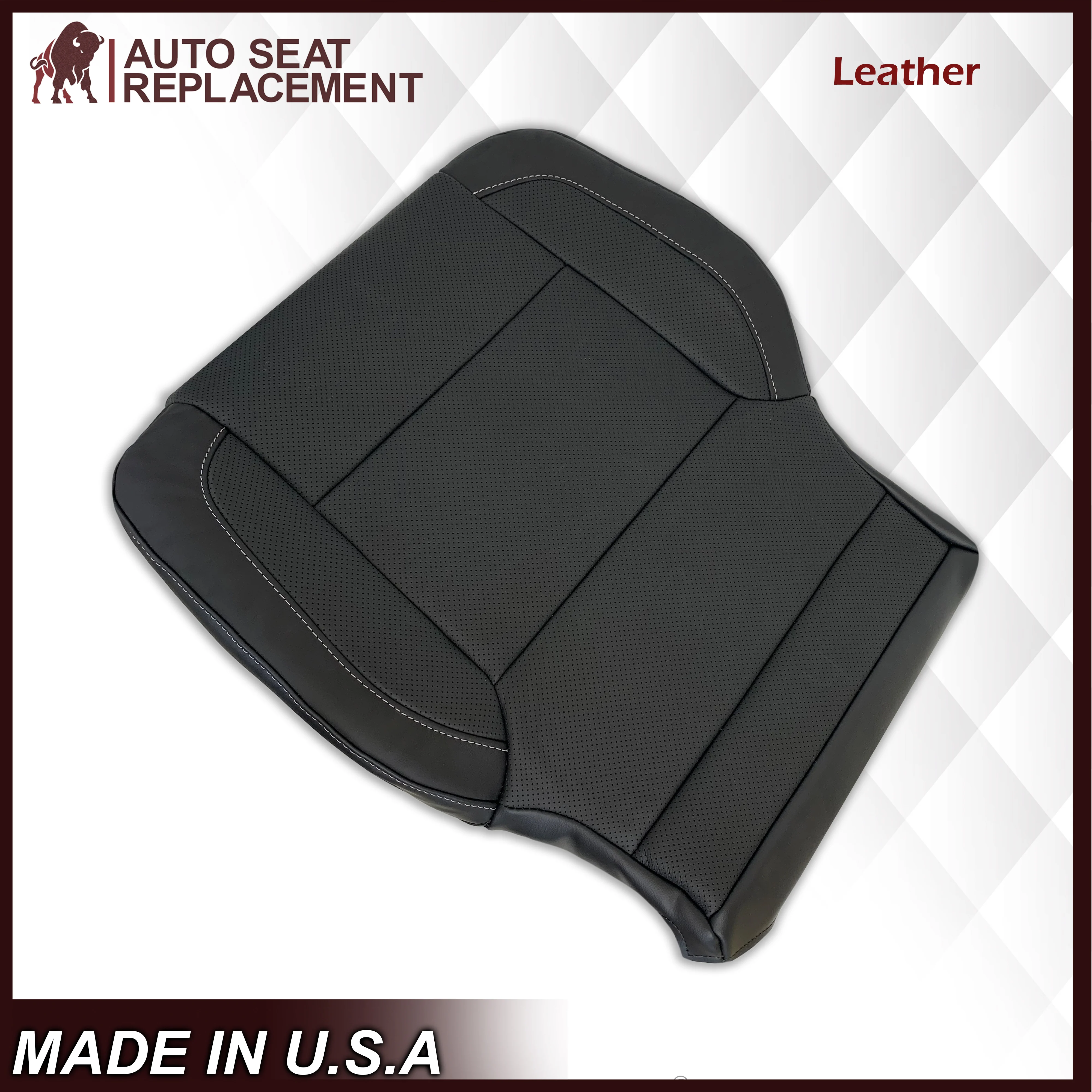 2014-2019 Chevy Silverado Tahoe Suburban & GMC Yukon PERFORATED Leather Seat Cover Replacement in Black, Gray, or Tan - Image 3