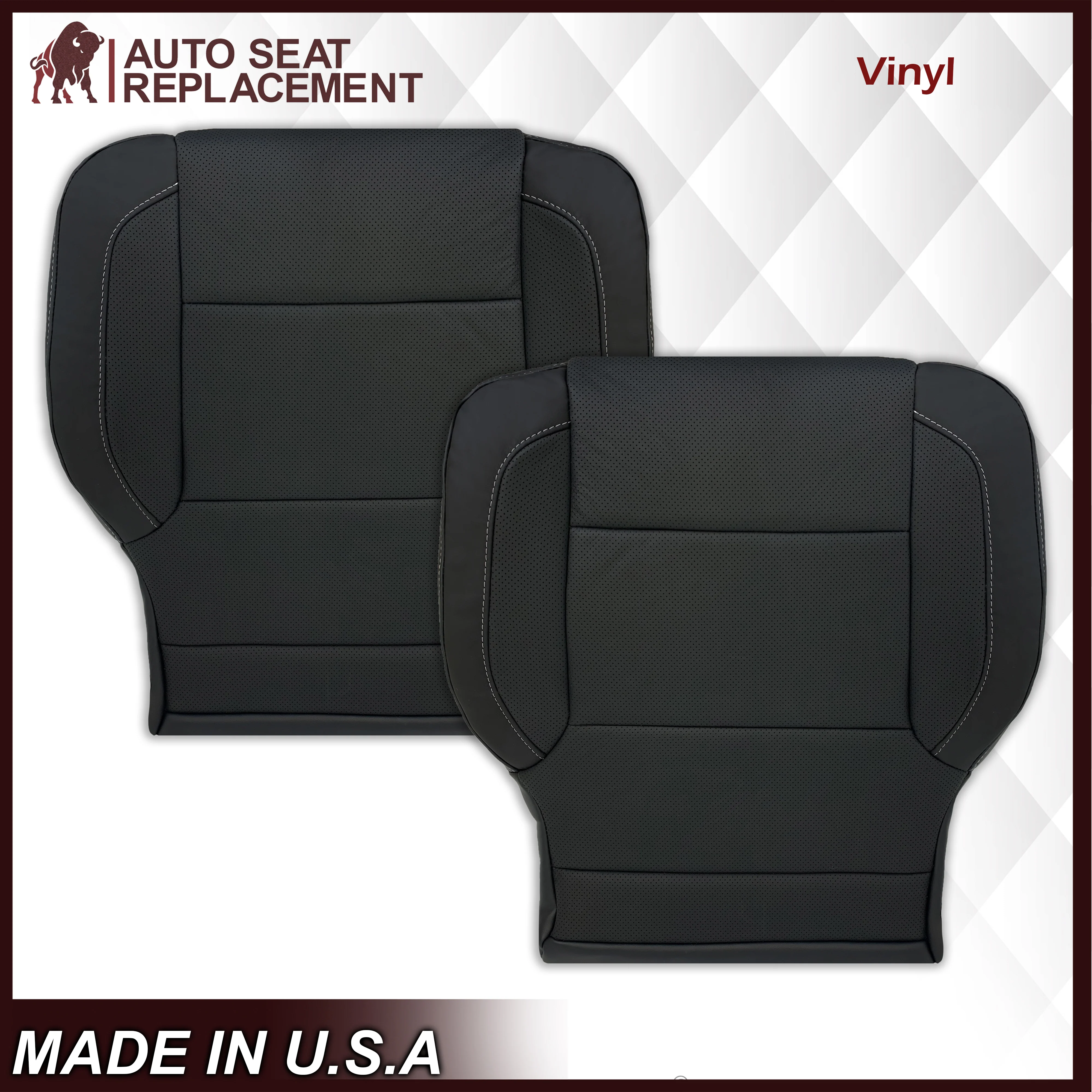 2014-2019 Chevy Silverado Tahoe Suburban & GMC Yukon PERFORATED Leather Seat Cover Replacement in Black, Gray, or Tan - Image 32
