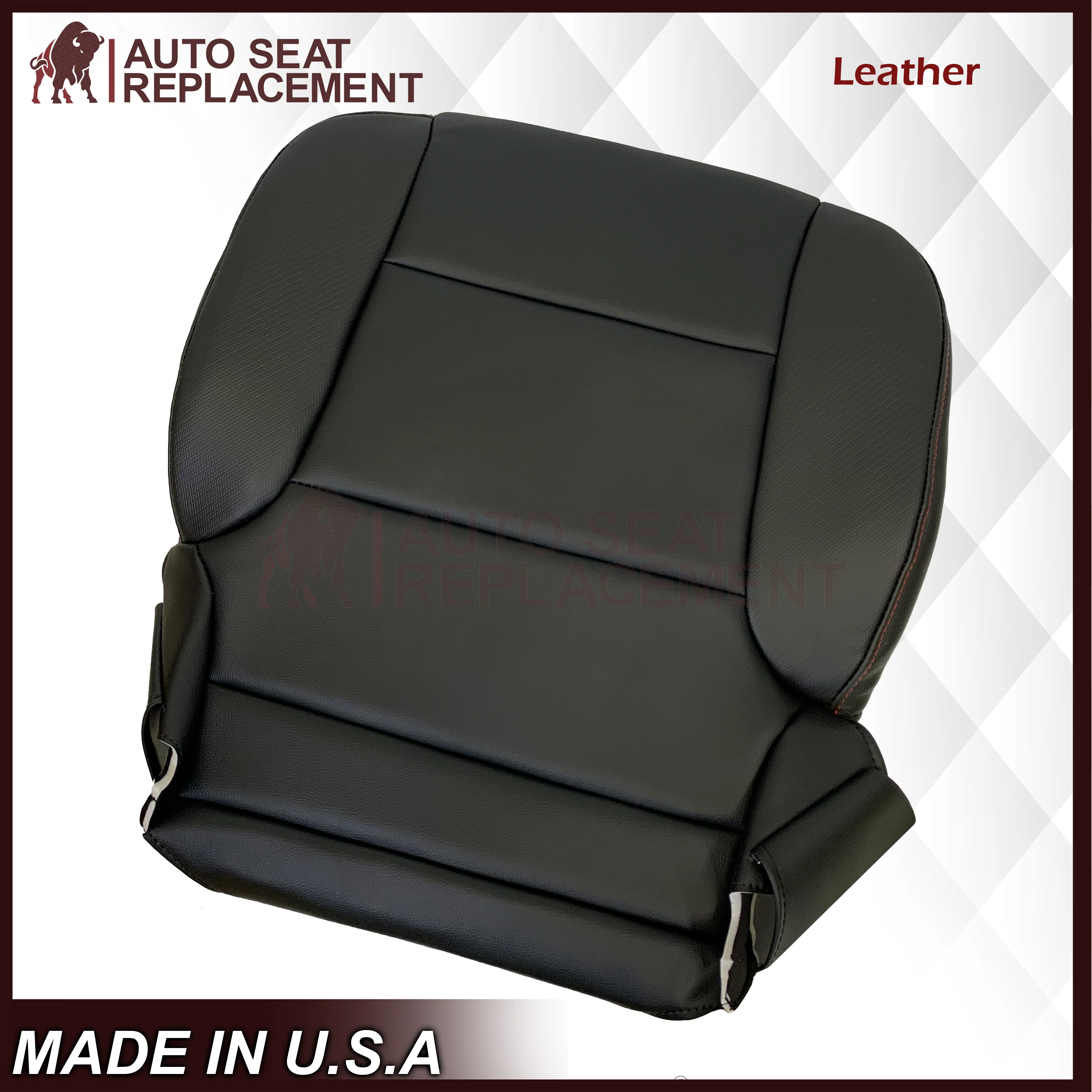 2014 - 2019 GMC Sierra All-Terrain Black Leather Replacement New Front Seat Covers - Image 11