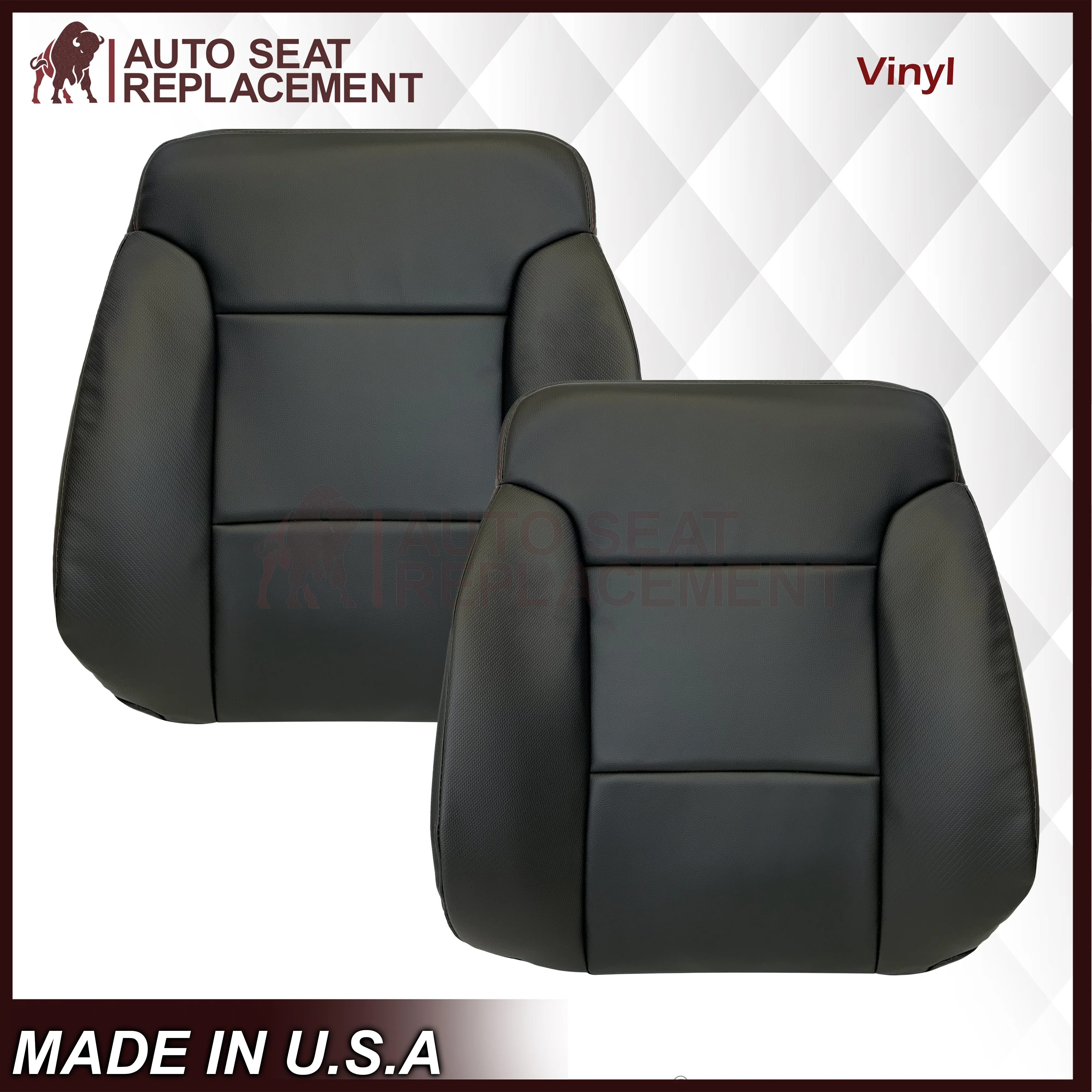 2014 - 2019 GMC Sierra All-Terrain Black Leather Replacement New Front Seat Covers - Image 18