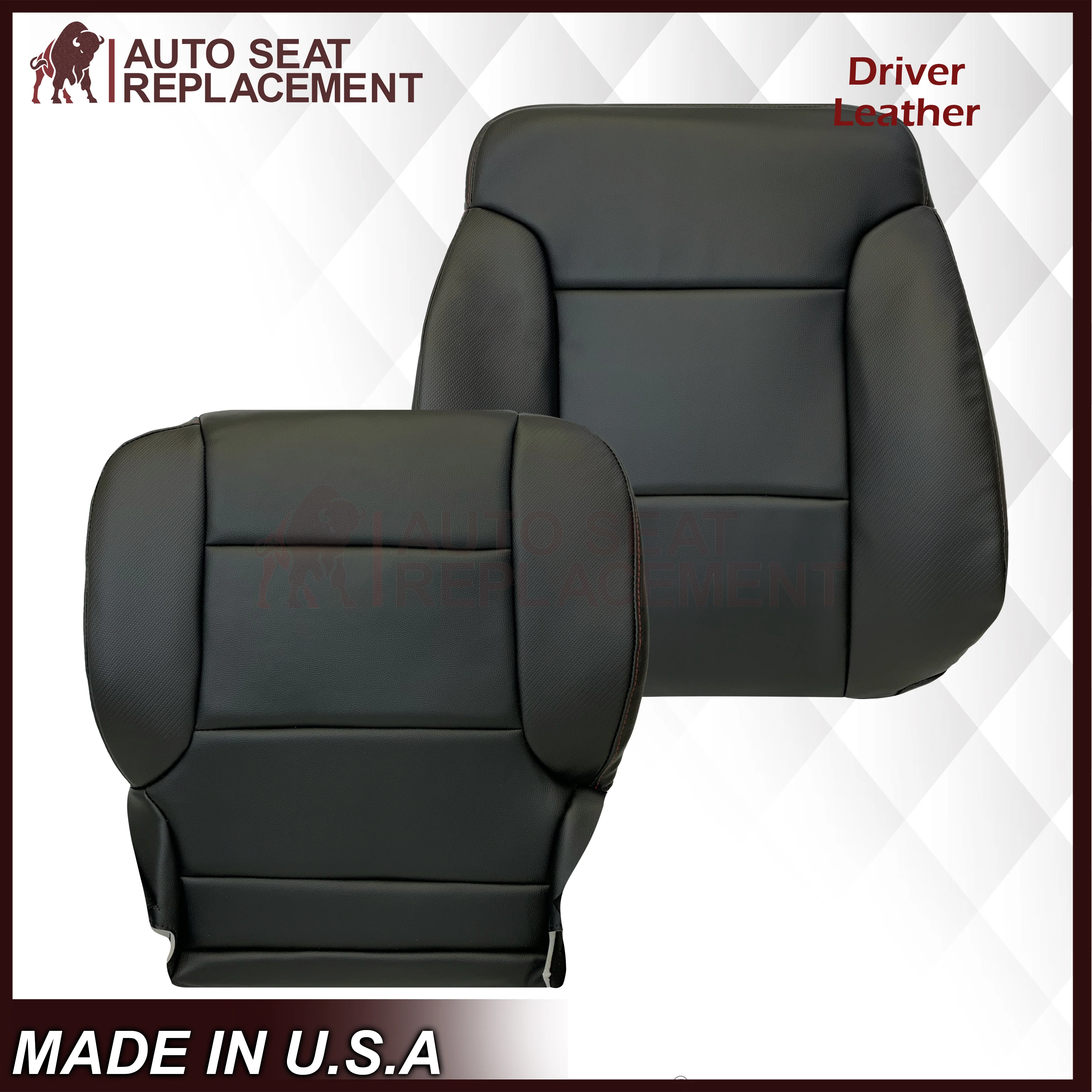 2014 - 2019 GMC Sierra All-Terrain Black Leather Replacement New Front Seat Covers - Image 19