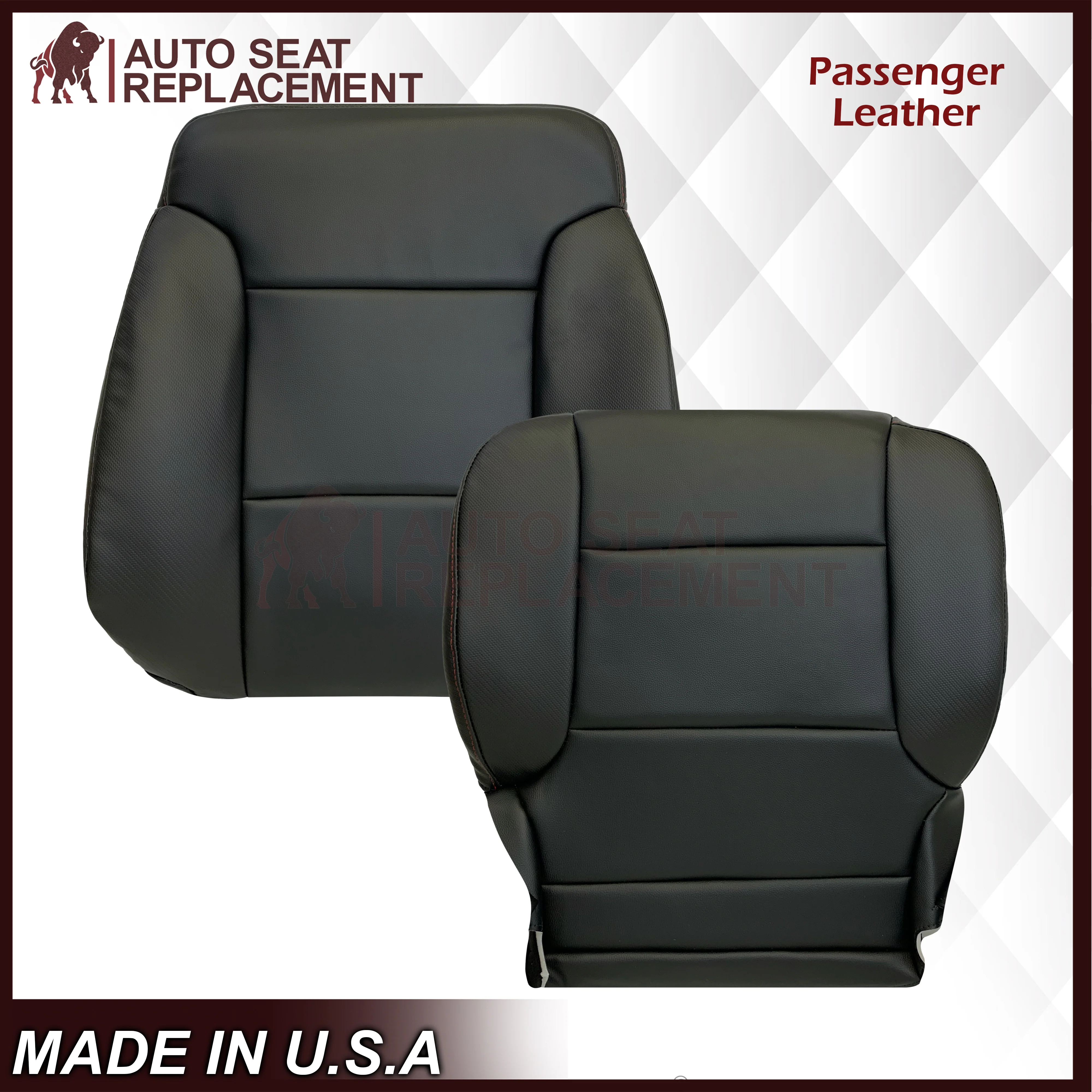 2014 - 2019 GMC Sierra All-Terrain Black Leather Replacement New Front Seat Covers - Image 29