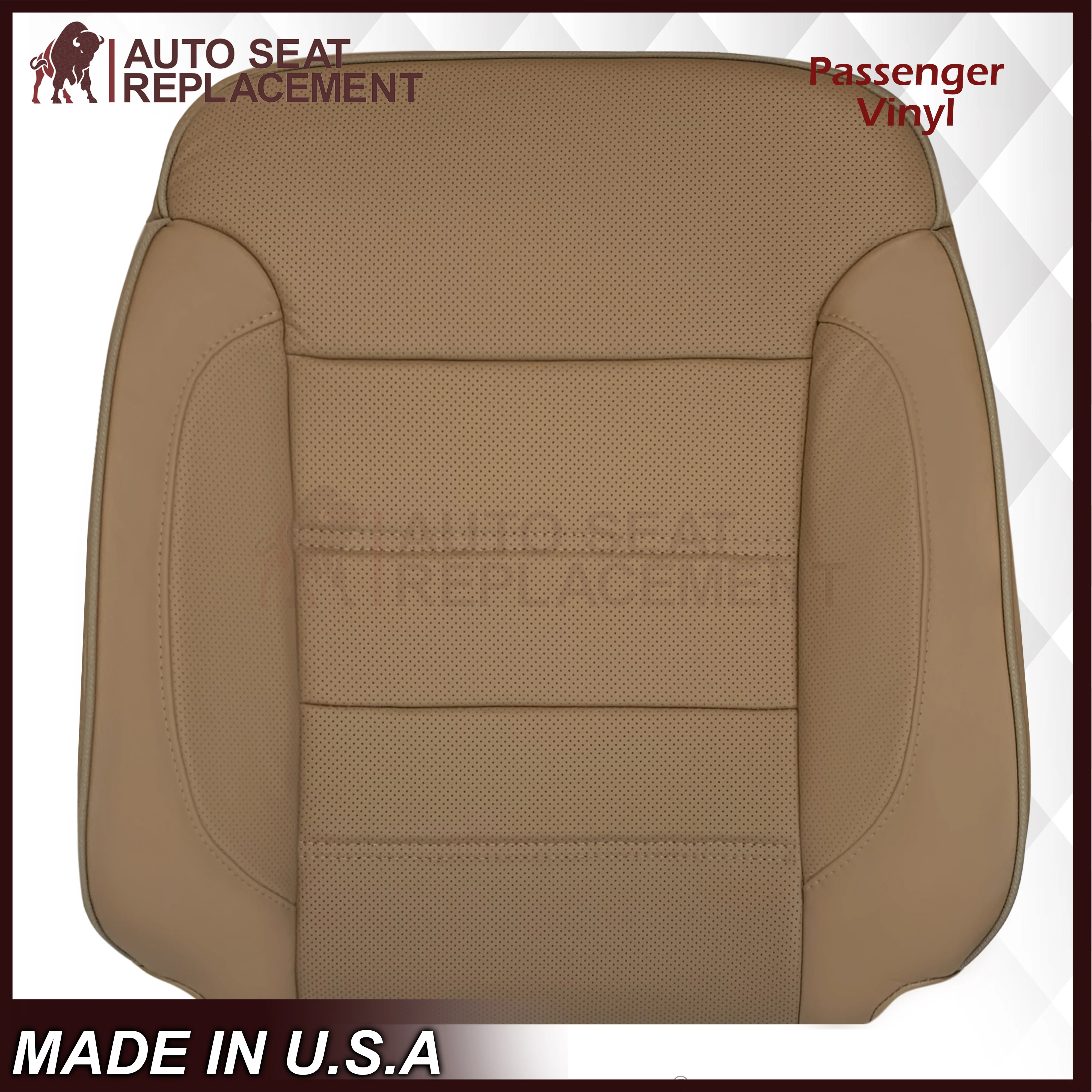 2014-2019 GMC Sierra Denali Perforated Genuine Leather Replacement Seat Cover In Dune Tan - Image 34